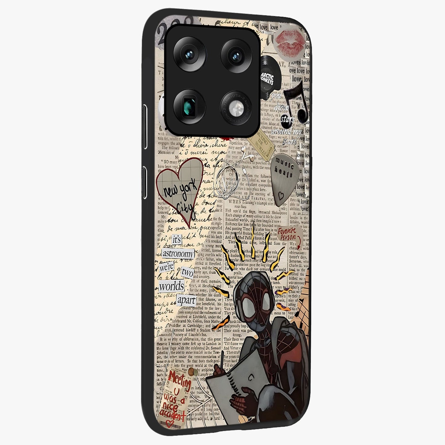 City Dream Sketch Glass Case upright view showcasing urban skyline artwork with stylish hand drawn design.