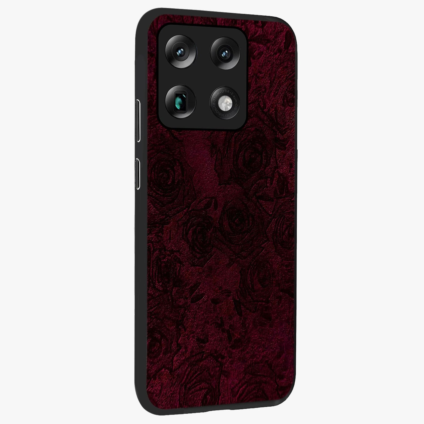 Crimson Fade Flow Glass Case upright view showcasing dynamic crimson flow artwork with stylish abstract theme.