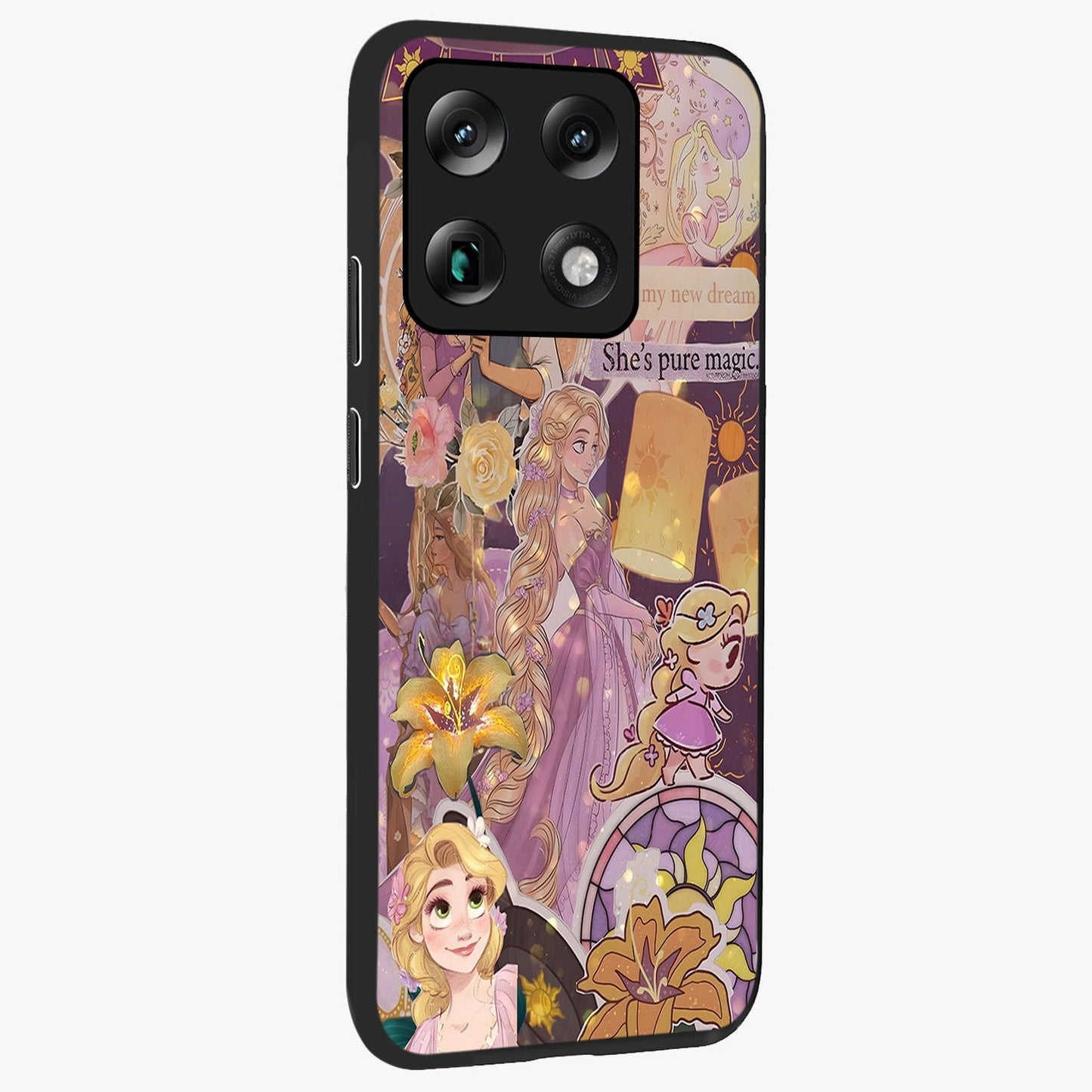 Magical Tangled Dream Glass Case upright view showcasing enchanting artistic artwork with dreamy fantasy theme.