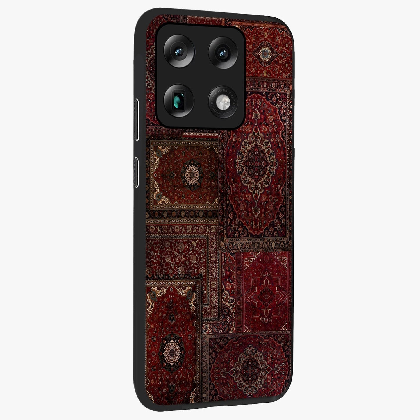 Persian Velvet Tale Glass Case upright view showcasing elegant Persian artwork with classic heritage theme.
