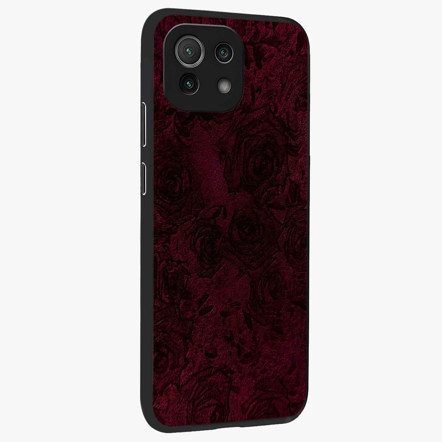 Crimson Fade Flow Glass Case upright view showcasing dynamic crimson flow artwork with stylish abstract theme.