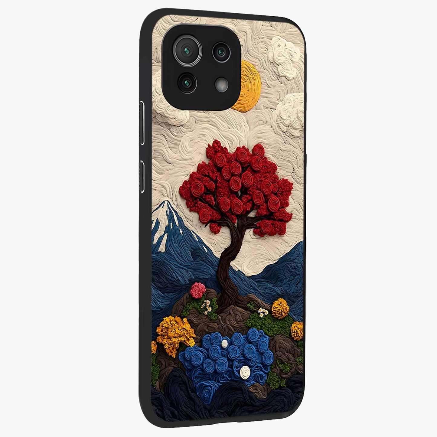 Eternal Nature Tapestry Glass Case upright view showcasing elegant nature tapestry design with decorative style.