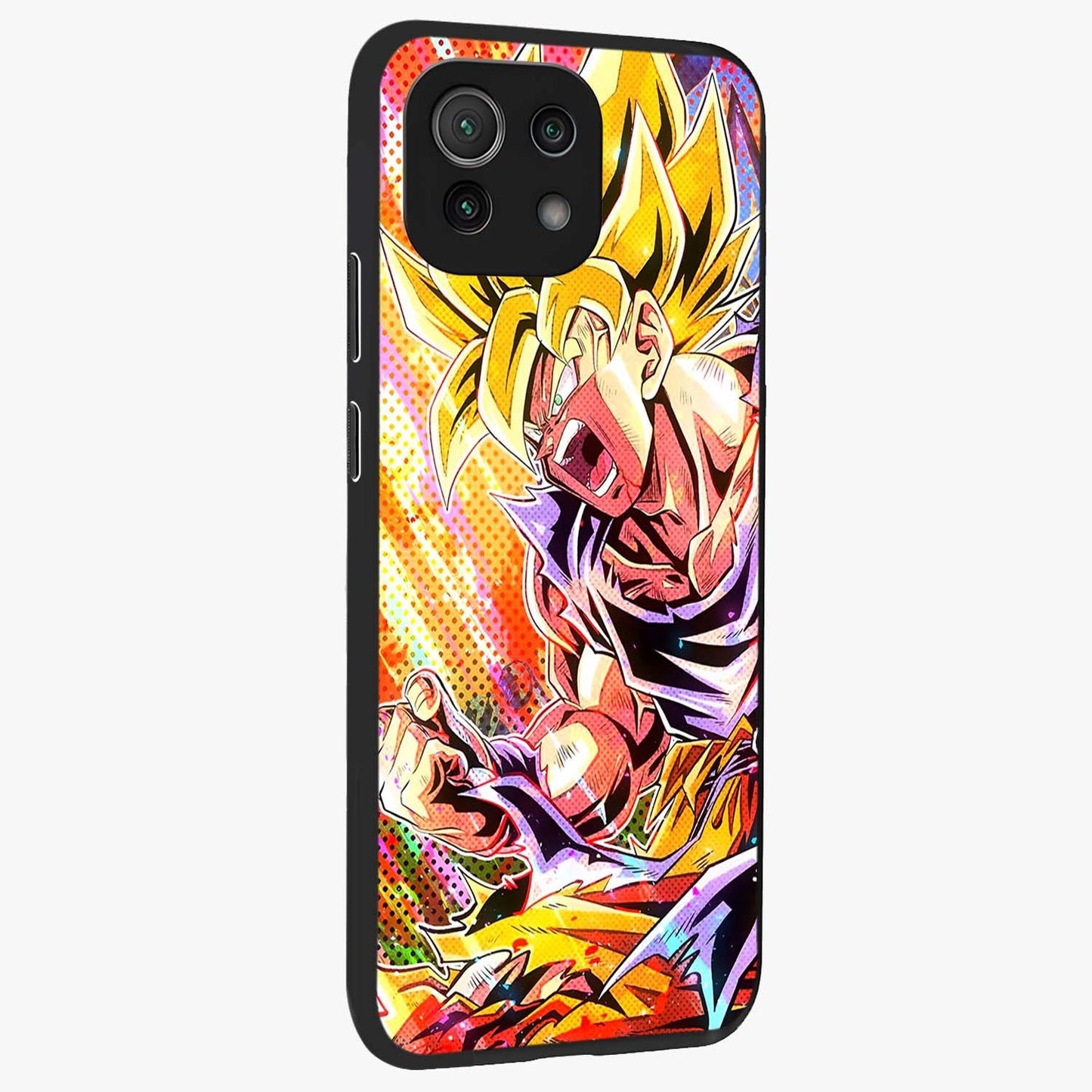 Firing Goku Glass Case upright view showcasing energetic anime artwork with bold warrior theme.