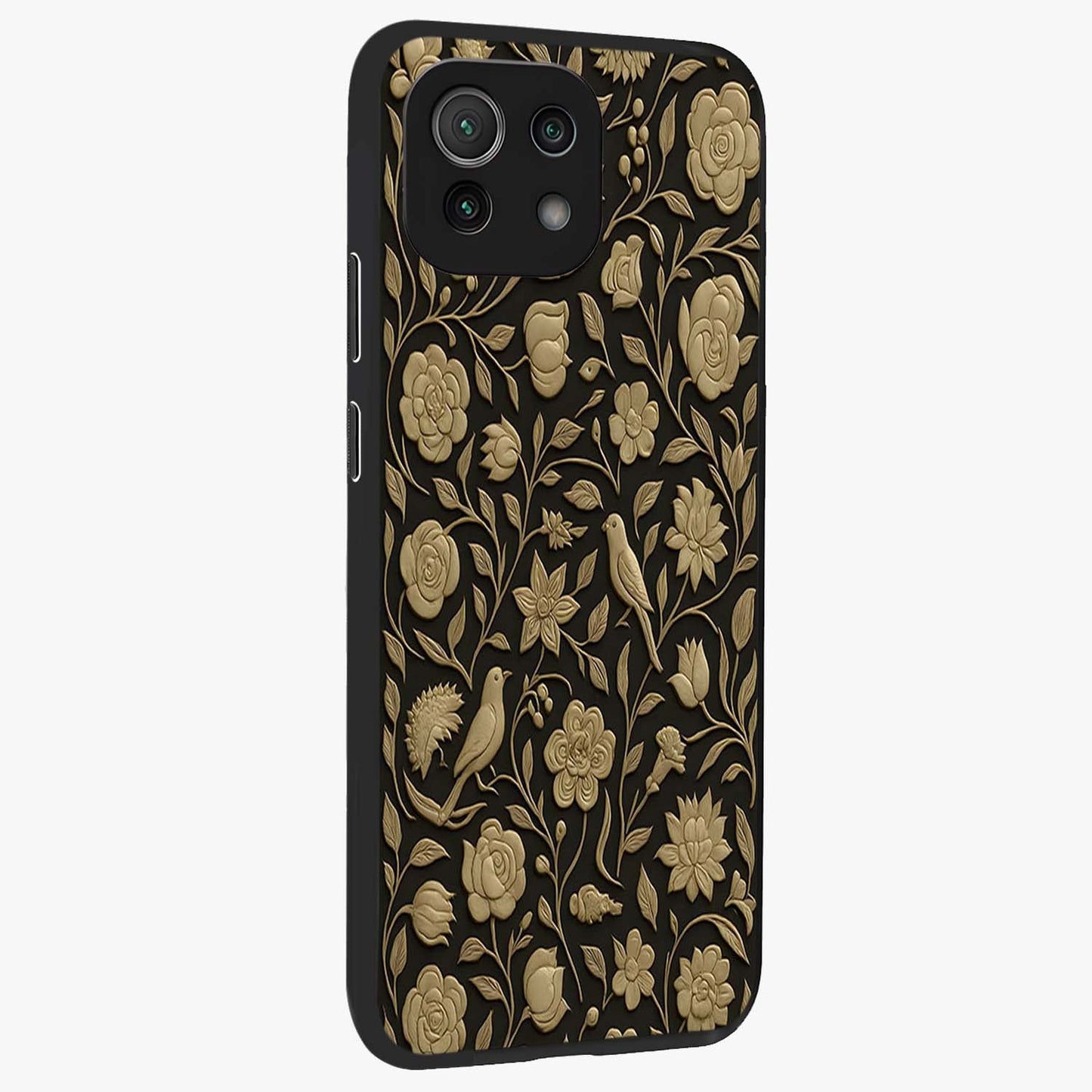 Golden Evil Eye Mandala Glass Case upright view showcasing decorative evil eye mandala artwork with spiritual aesthetic style.