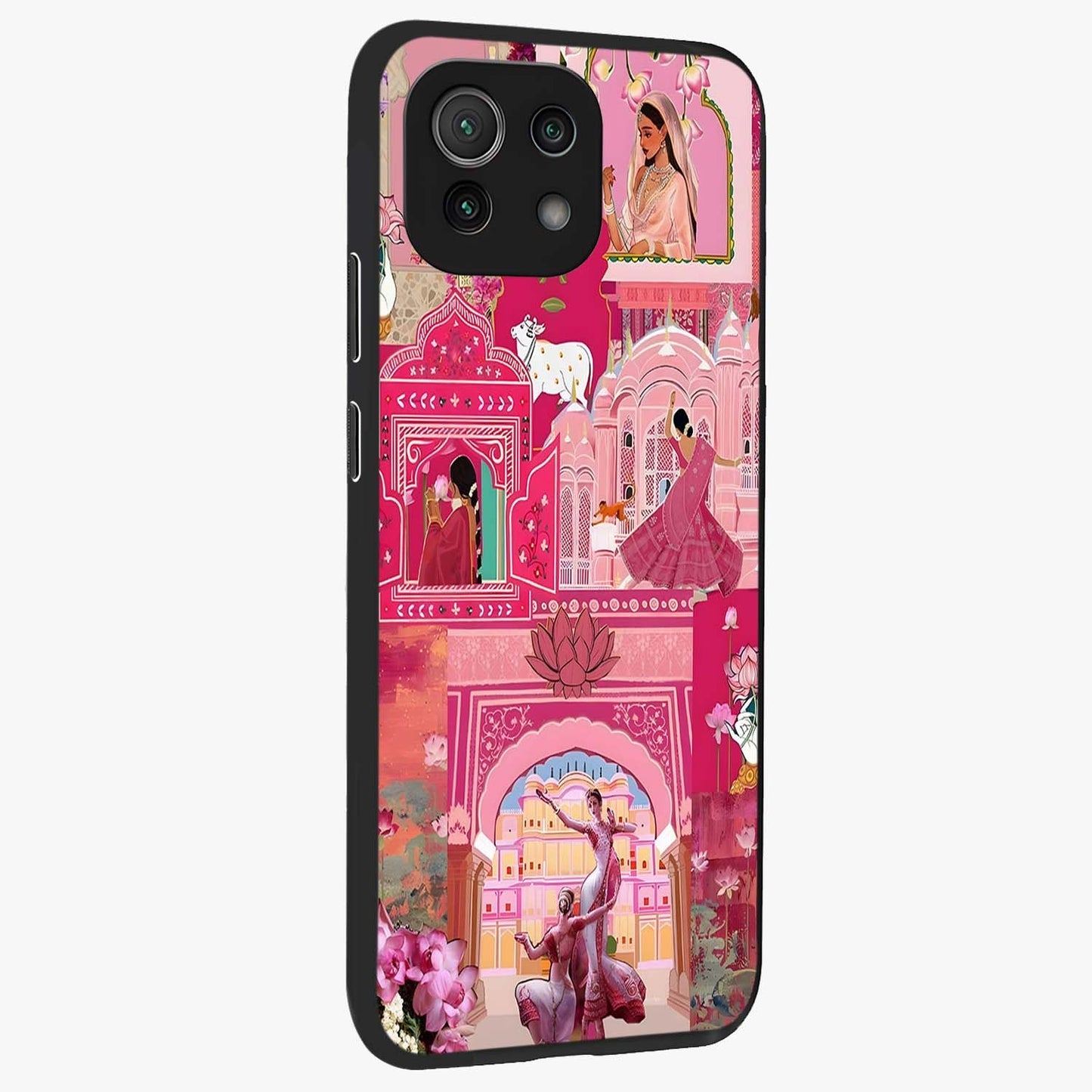 Pink Palace Muse Glass Case upright view showcasing artistic palace artwork with graceful royal theme.
