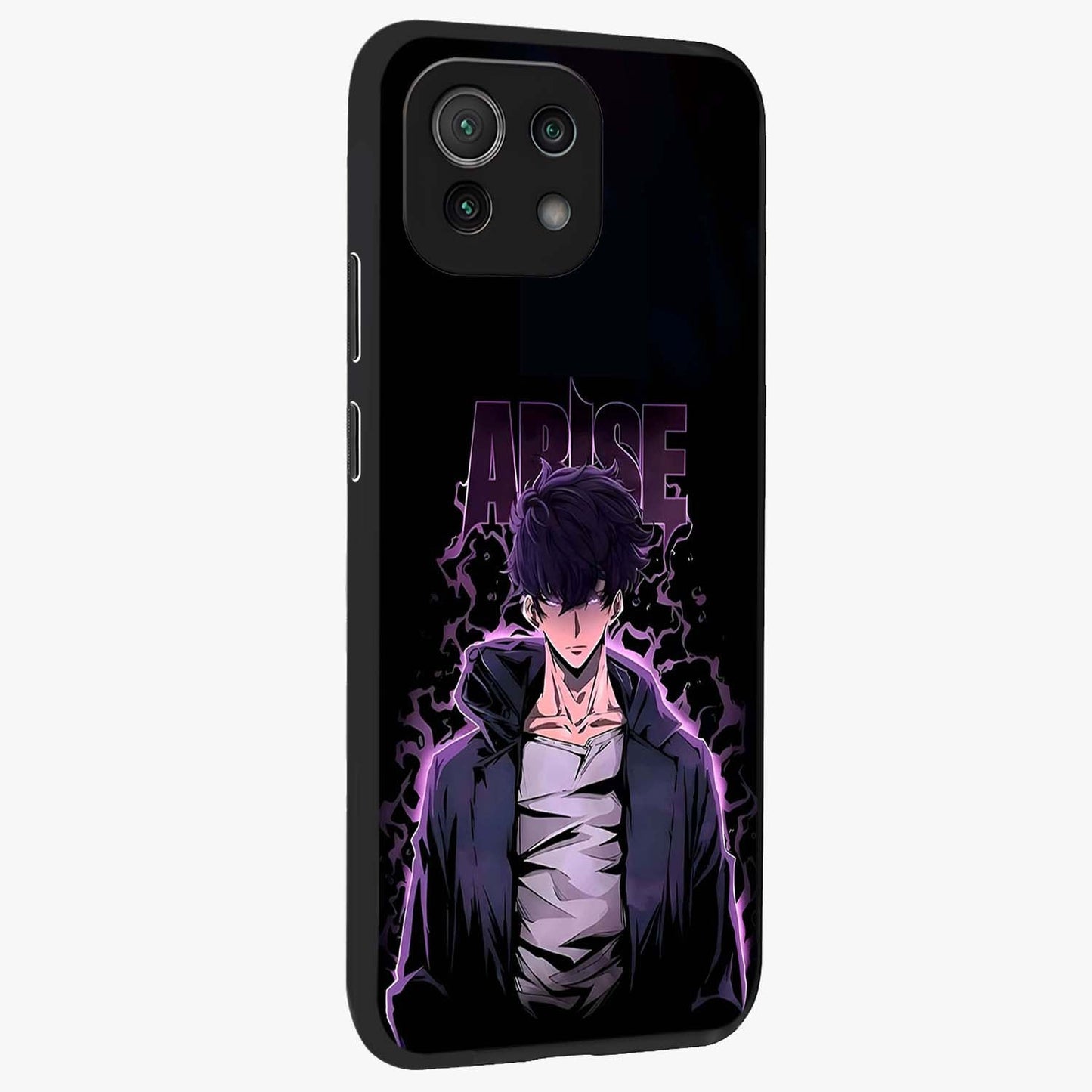 Shadow Monarch Awakening Glass Case upright view showcasing bold monarch artwork with mystical awakening theme.