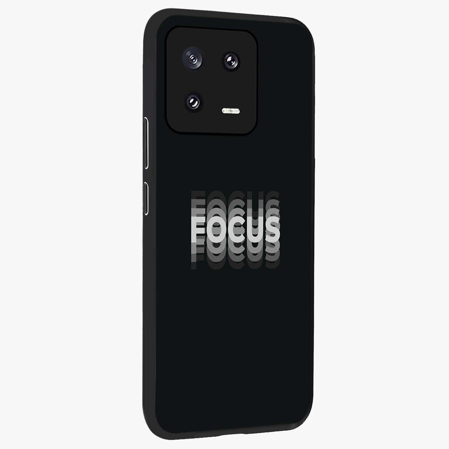 Focus Mode On Glass Case upright view showcasing strong typography statement with sleek motivational theme.