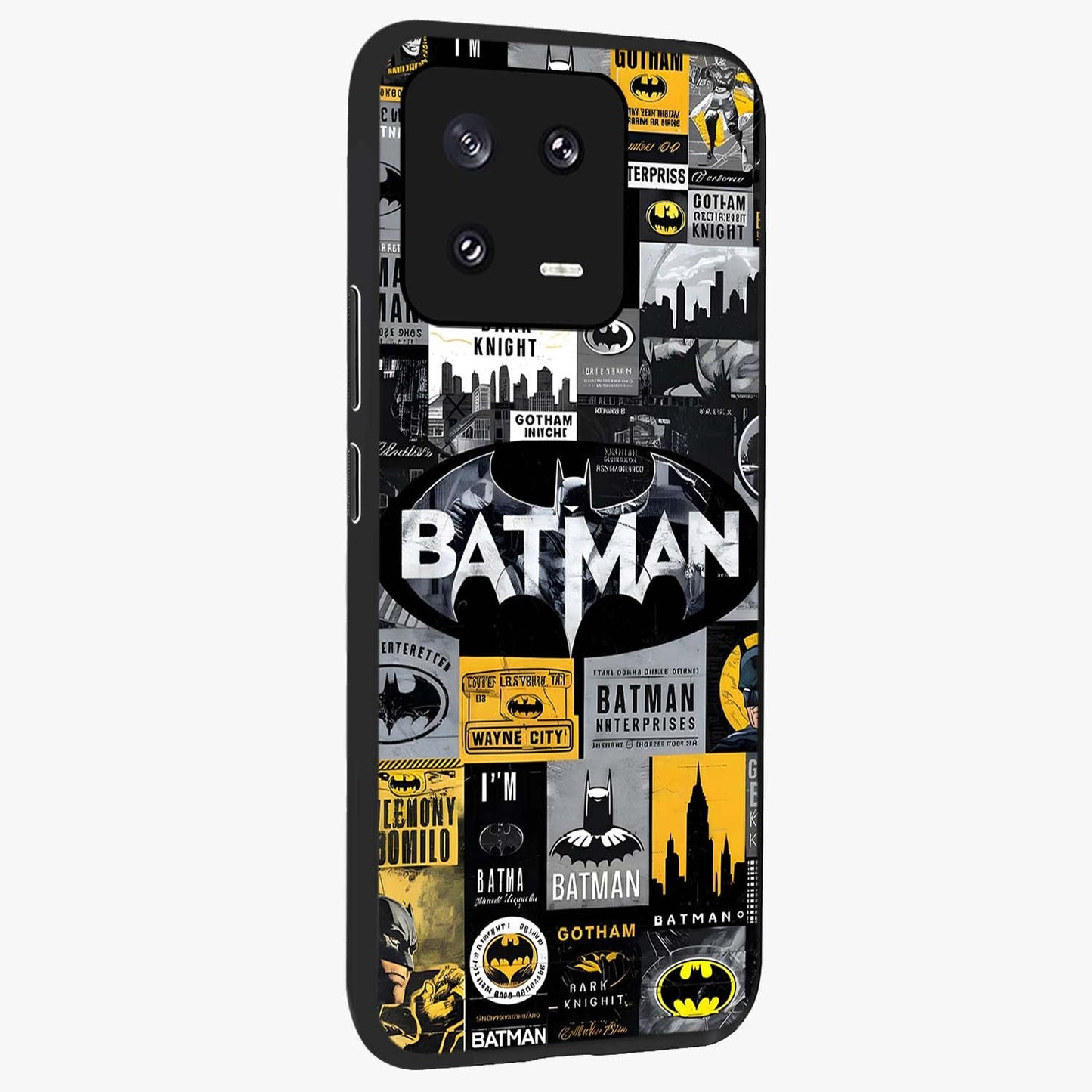 Knight Gotham Rise Glass Case upright view showcasing bold vigilante themed artwork with gothic city vibe.