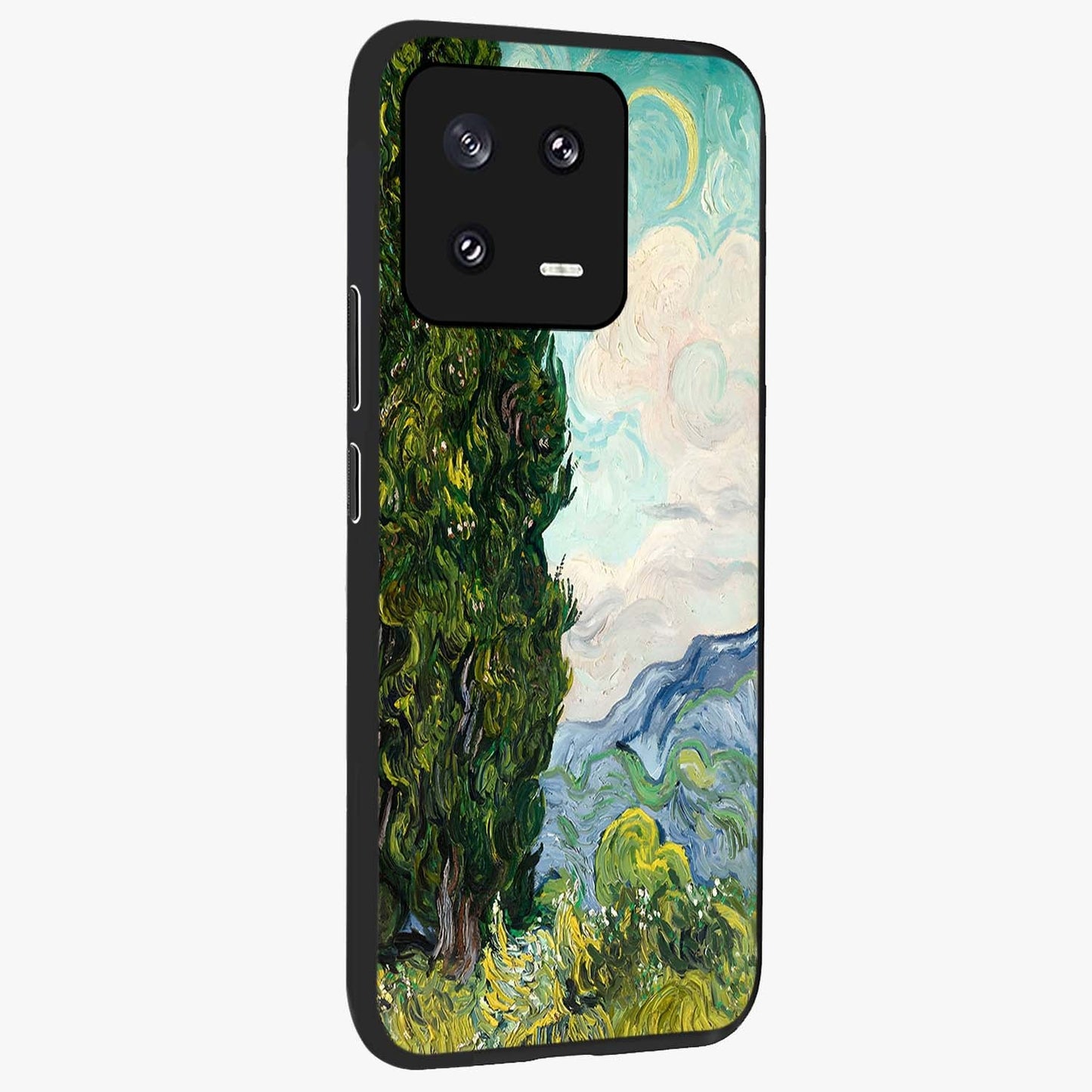 Van Gogh Vintage Art Glass Case upright view showcasing elegant vintage painting artwork with artistic heritage theme.