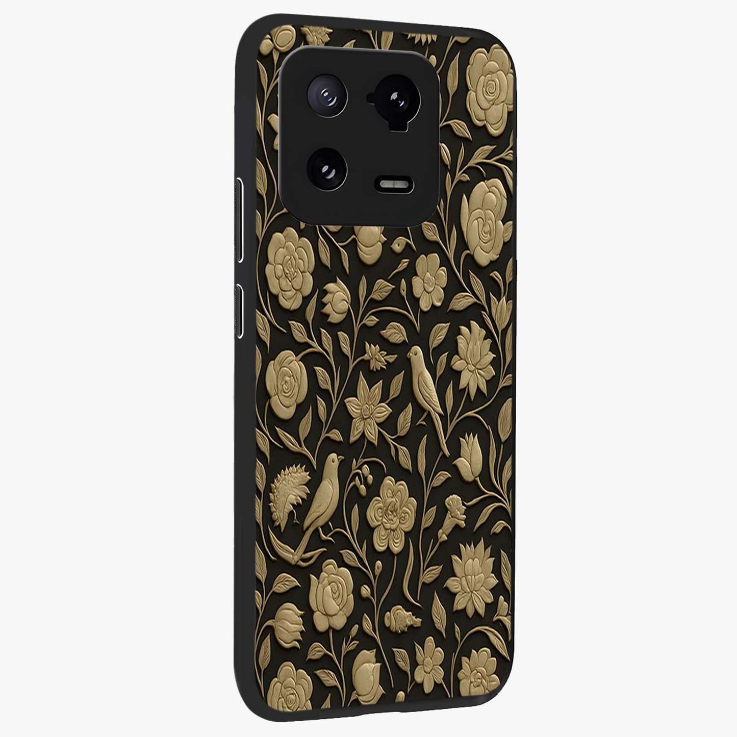 Golden Evil Eye Mandala Glass Case upright view showcasing decorative evil eye mandala artwork with spiritual aesthetic style.