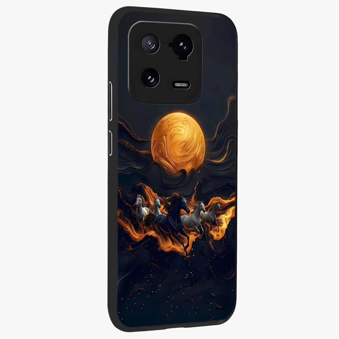 Golden Royal Heritage Glass Case upright view showcasing elegant royal artwork with classic heritage theme.
