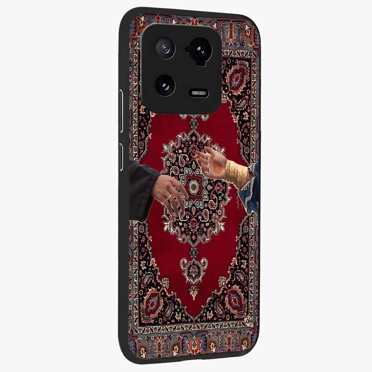 Royal Touch Reach Glass Case upright view showcasing stylish royal inspired artwork with graceful theme.