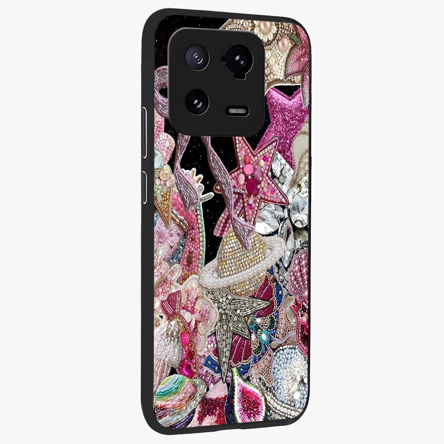 Starlit Jewel Dream Glass Case upright view showcasing radiant star inspired artwork with magical night theme.