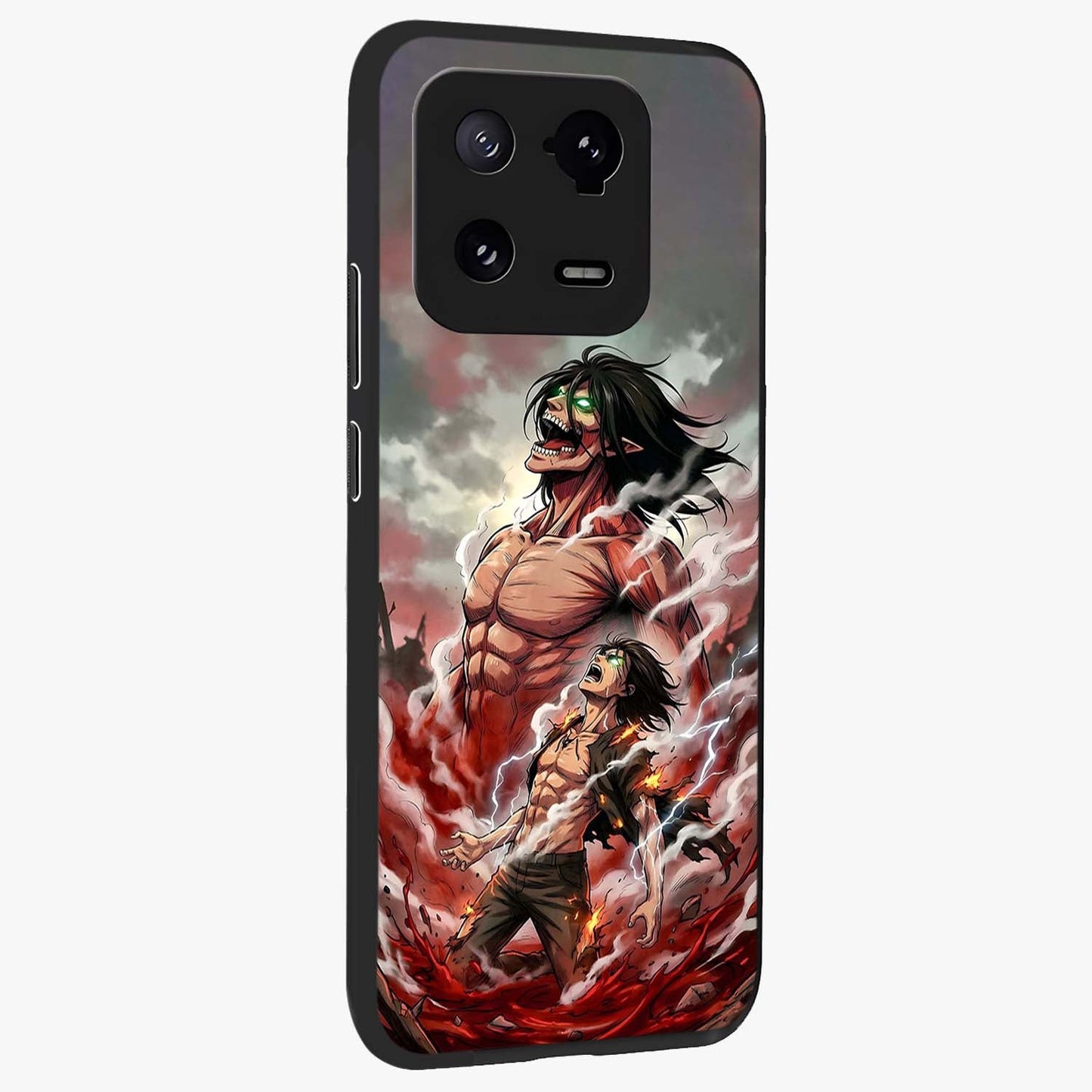 Titan Awakening Fury Glass Case upright view showcasing intense titan artwork with epic fantasy theme.