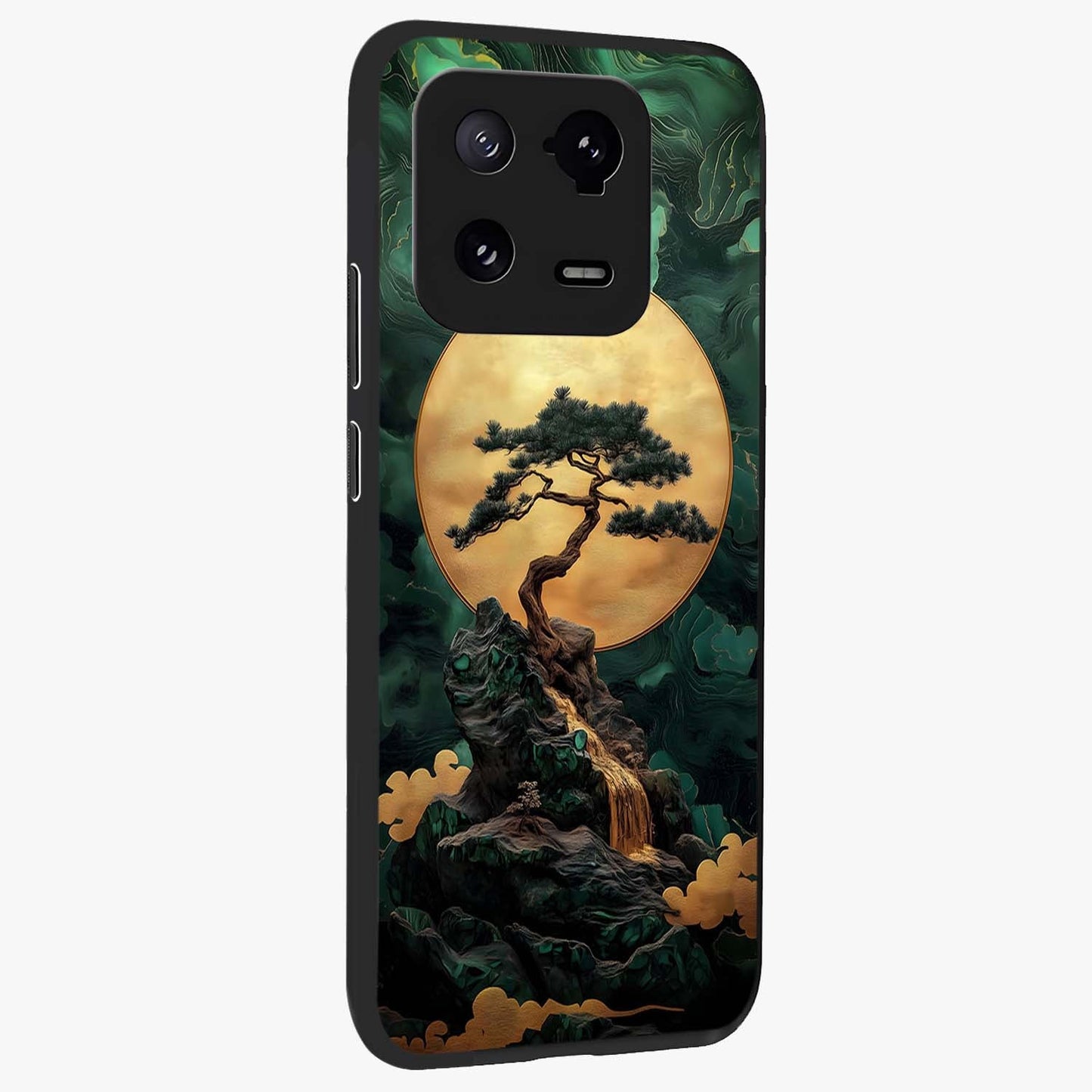 Zen Moon Rise Glass Case upright view showcasing serene moon artwork with tranquil night theme.