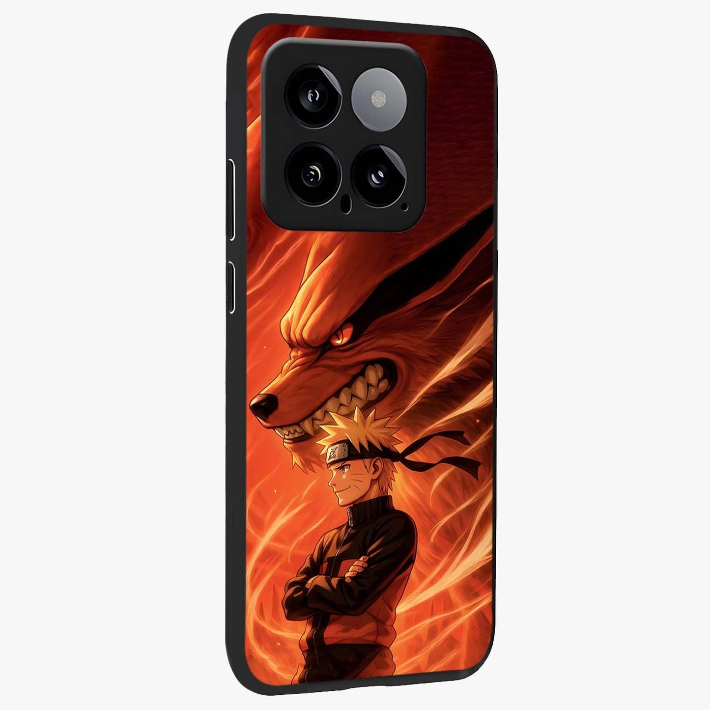 Nine Tails Legacy Glass Case upright view showcasing dramatic nine-tails artwork with intense anime themed design.