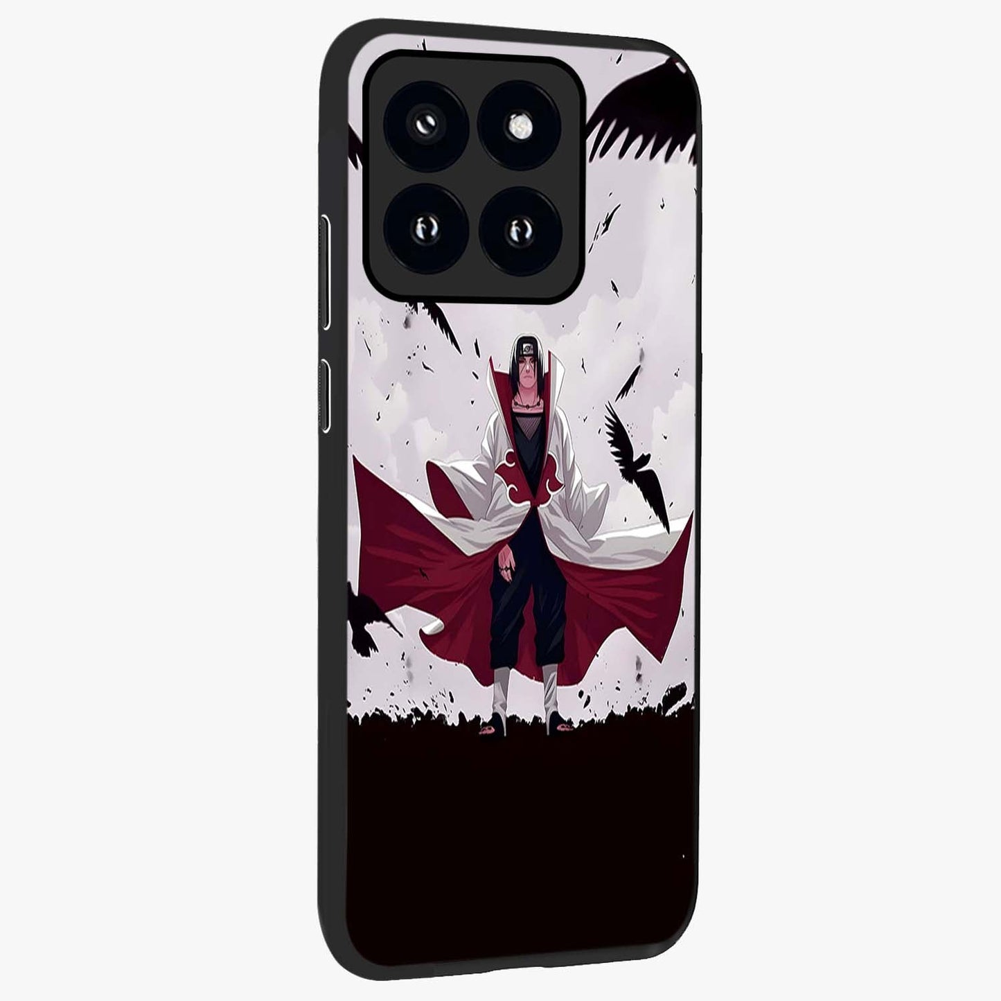 Crimson Crow Ascension Glass Case upright view showcasing dramatic crow artwork with bold gothic theme.