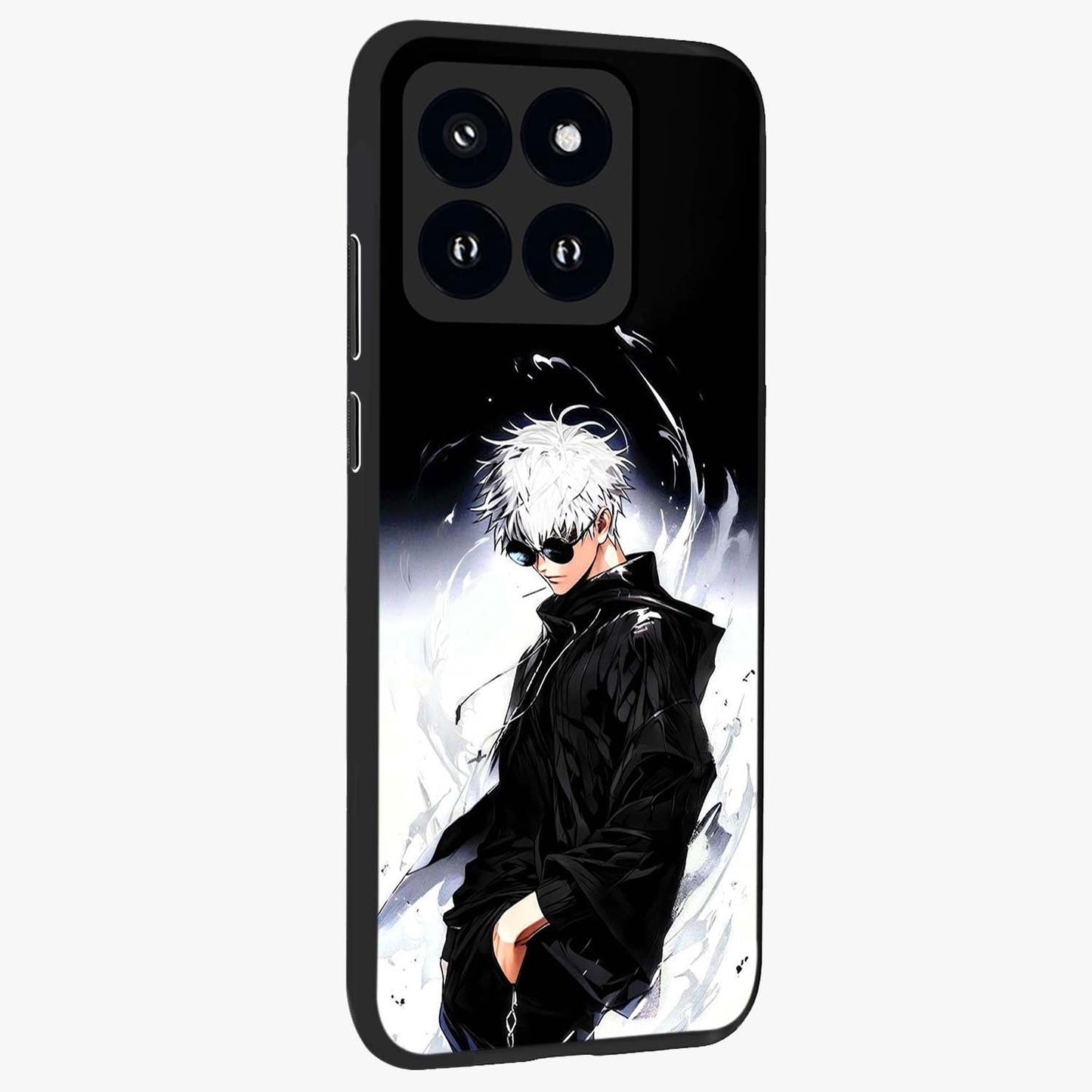 Limitless Shadow King Glass Case upright view showcasing bold shadow warrior artwork with epic fantasy theme.