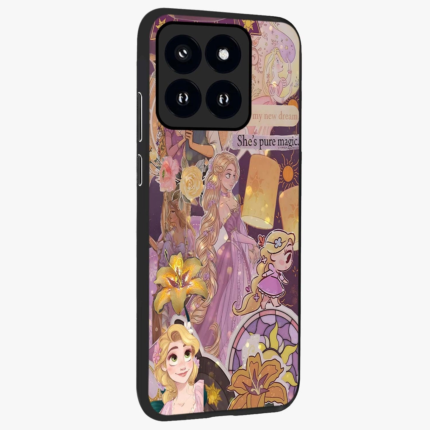 Magical Tangled Dream Glass Case upright view showcasing enchanting artistic artwork with dreamy fantasy theme.
