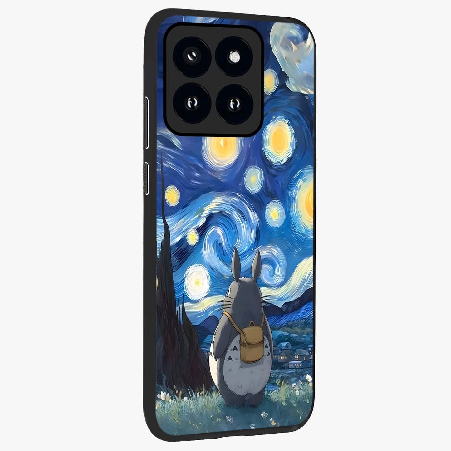 Totoro In Van Gogh Art Glass Case upright view showcasing creative character artwork with painterly artistic theme.