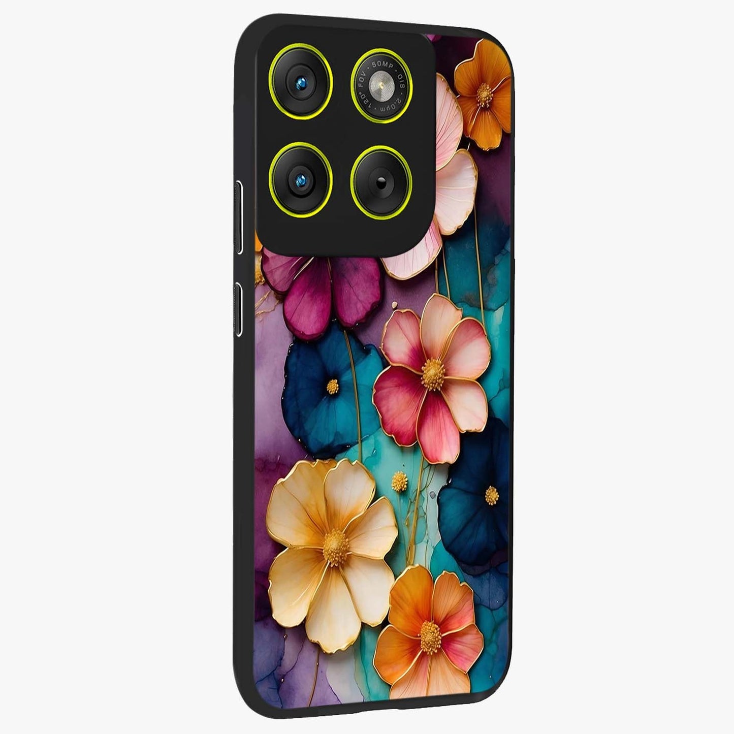 Artlyn Grace Flower Pattern Glass Case upright view showcasing graceful floral artwork with aesthetic botanical style.