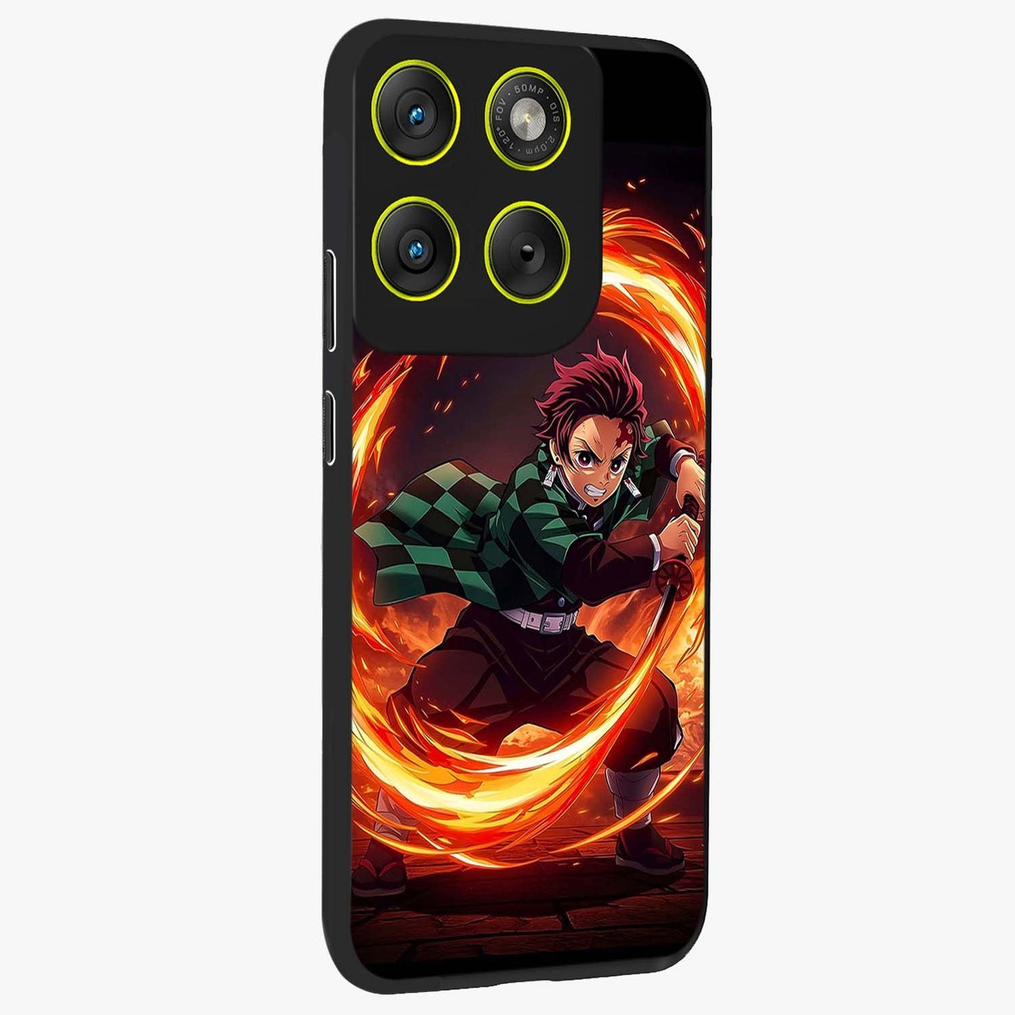 Blazing Sword Resolve Glass Case upright view showcasing dramatic warrior inspired artwork with intense visual style.