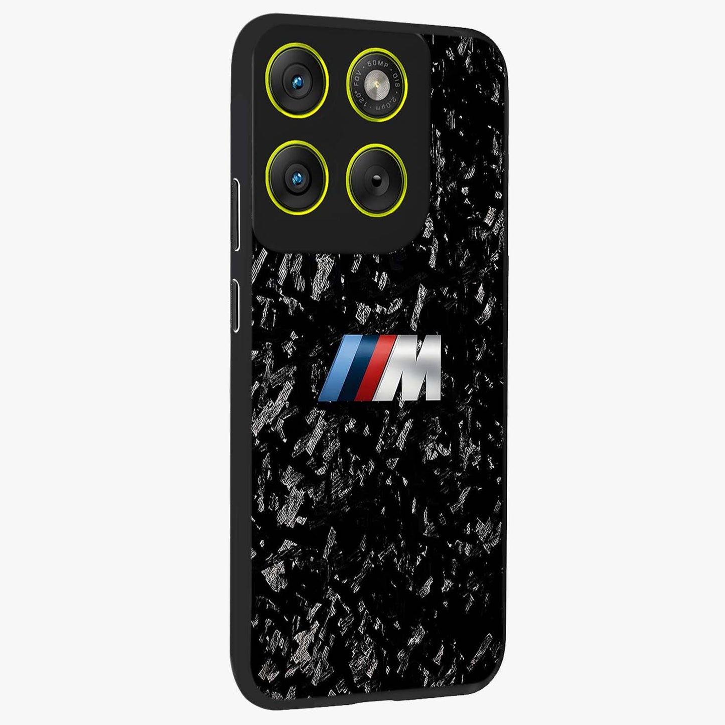 Carbon Speed Mark Glass Case upright view showcasing modern carbon speed graphic with bold automotive theme.