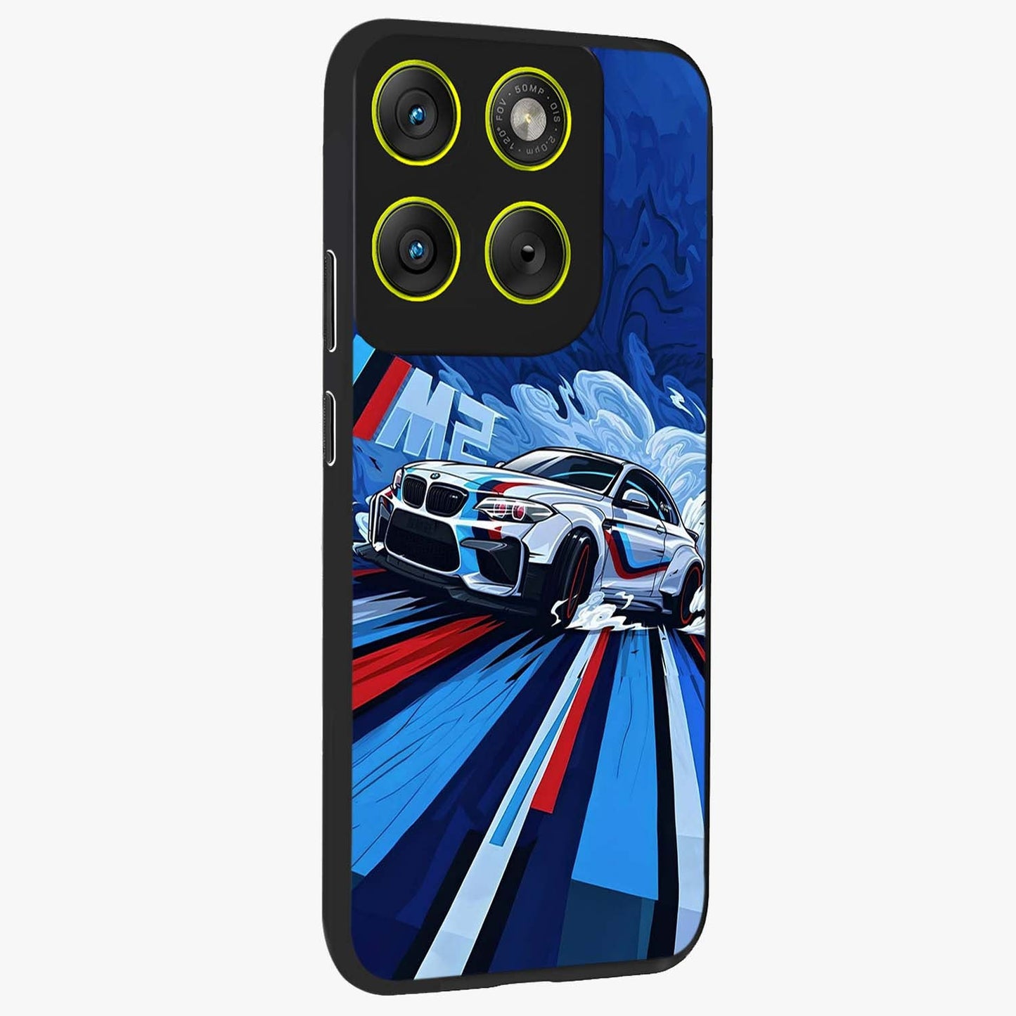 Drift Power Rush Glass Case upright view showcasing high speed racing artwork with bold automotive theme.