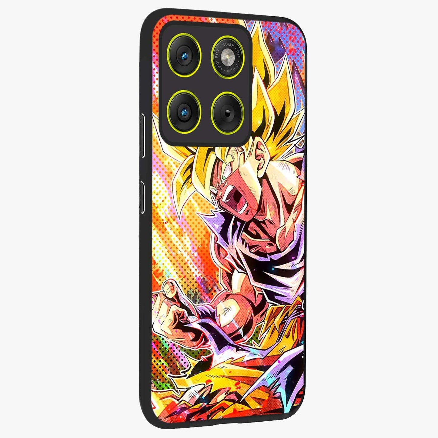 Firing Goku Glass Case upright view showcasing energetic anime artwork with bold warrior theme.