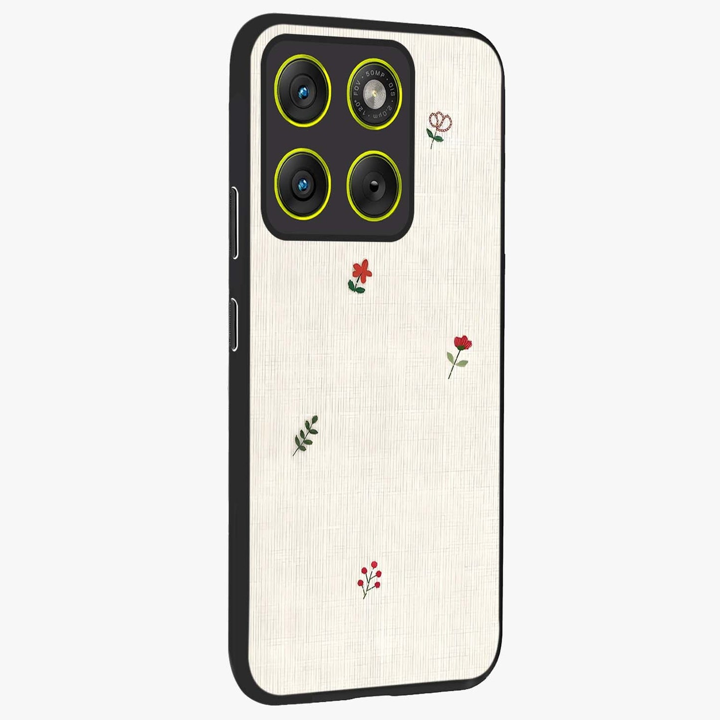 Minimalistic Blue With White Flower Pattern Glass Case upright view showcasing clean white flower artwork with calming blue theme.