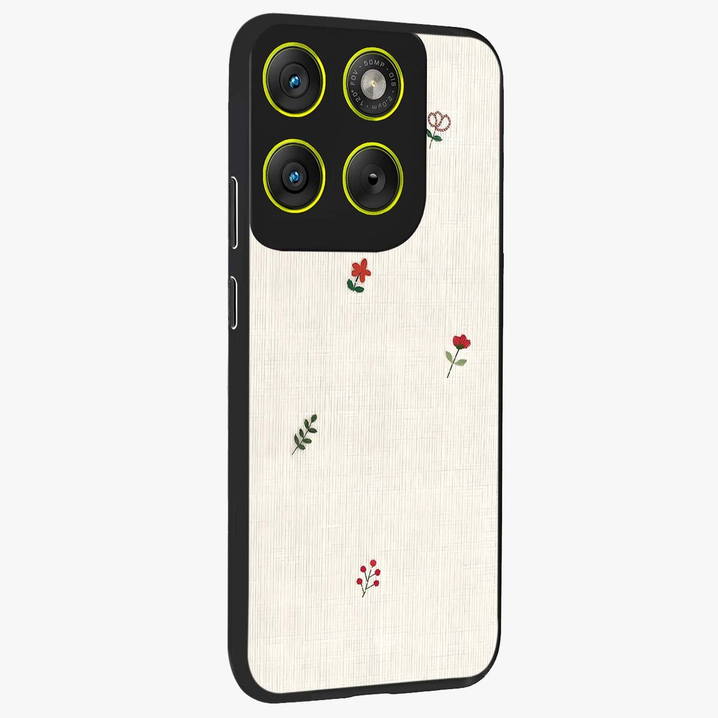 Minimalistic Blue With White Flower Pattern Glass Case upright view showcasing clean white flower artwork with calming blue theme.
