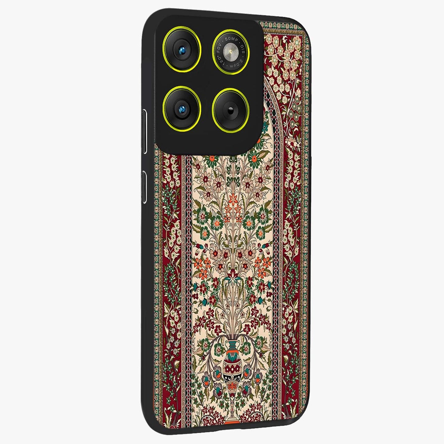 Persian Inspired Glass Case upright view showcasing decorative Persian artwork with rich heritage theme.