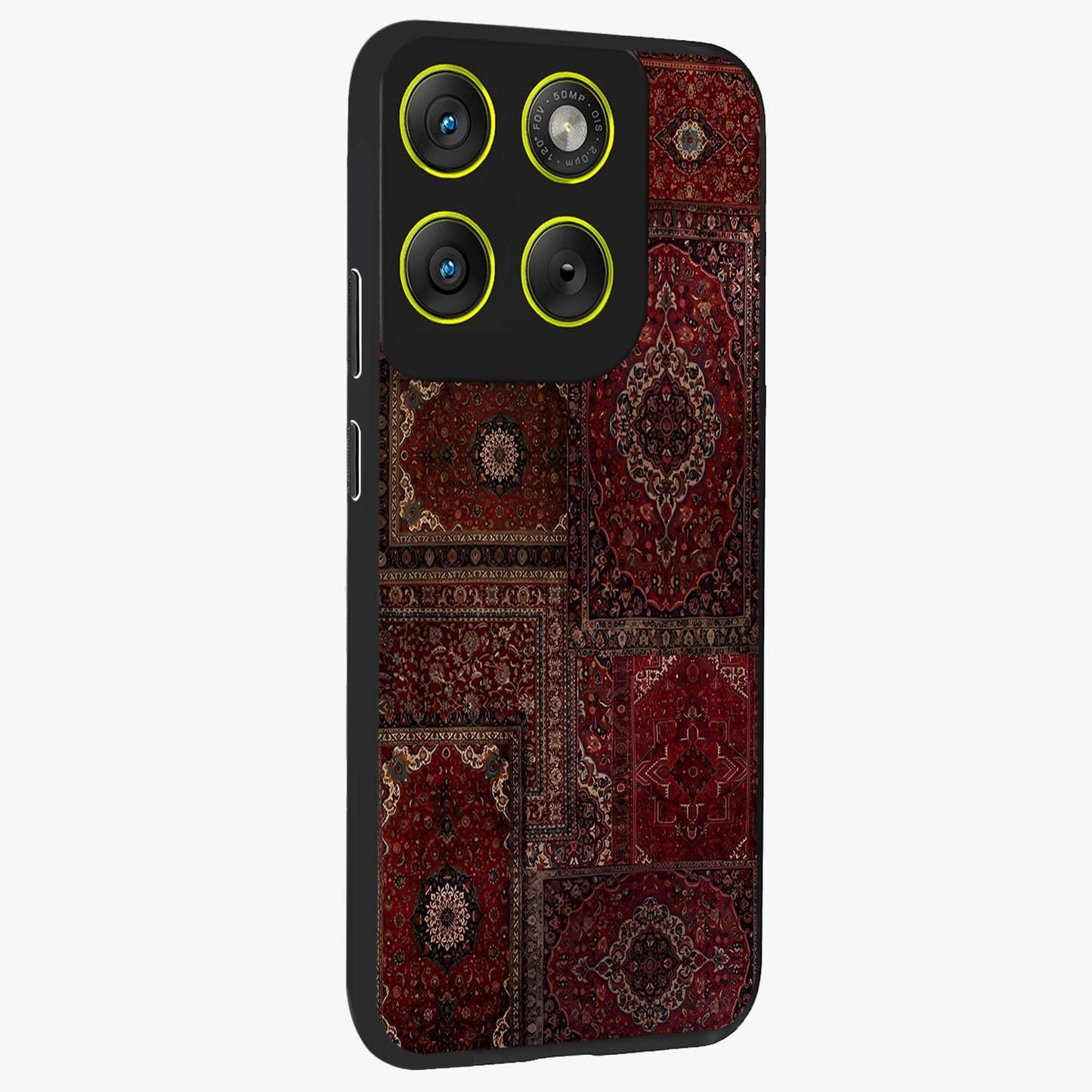 Persian Velvet Tale Glass Case upright view showcasing elegant Persian artwork with classic heritage theme.