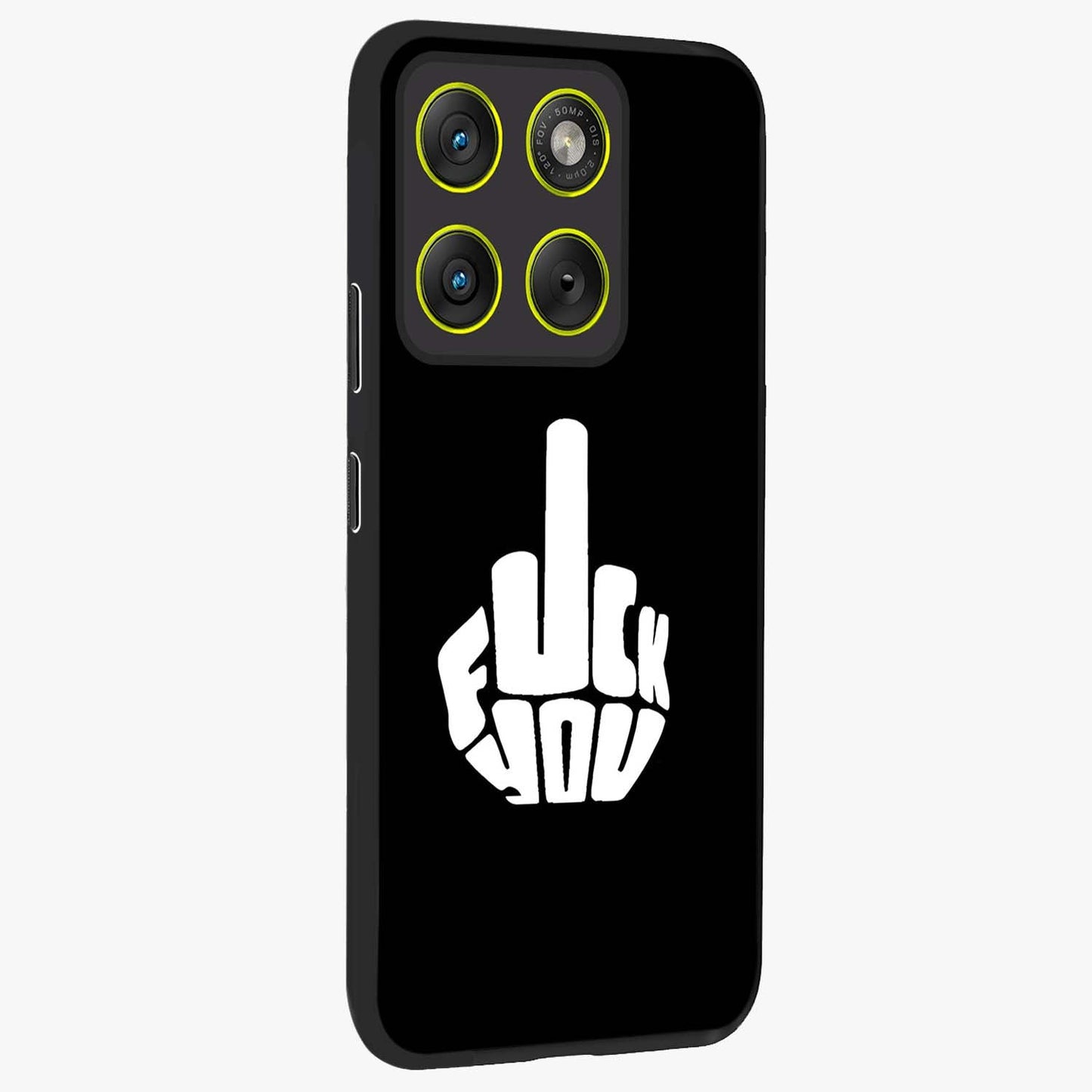 Rebel Mode On Glass Case upright view showcasing striking statement artwork with bold rebellious theme.