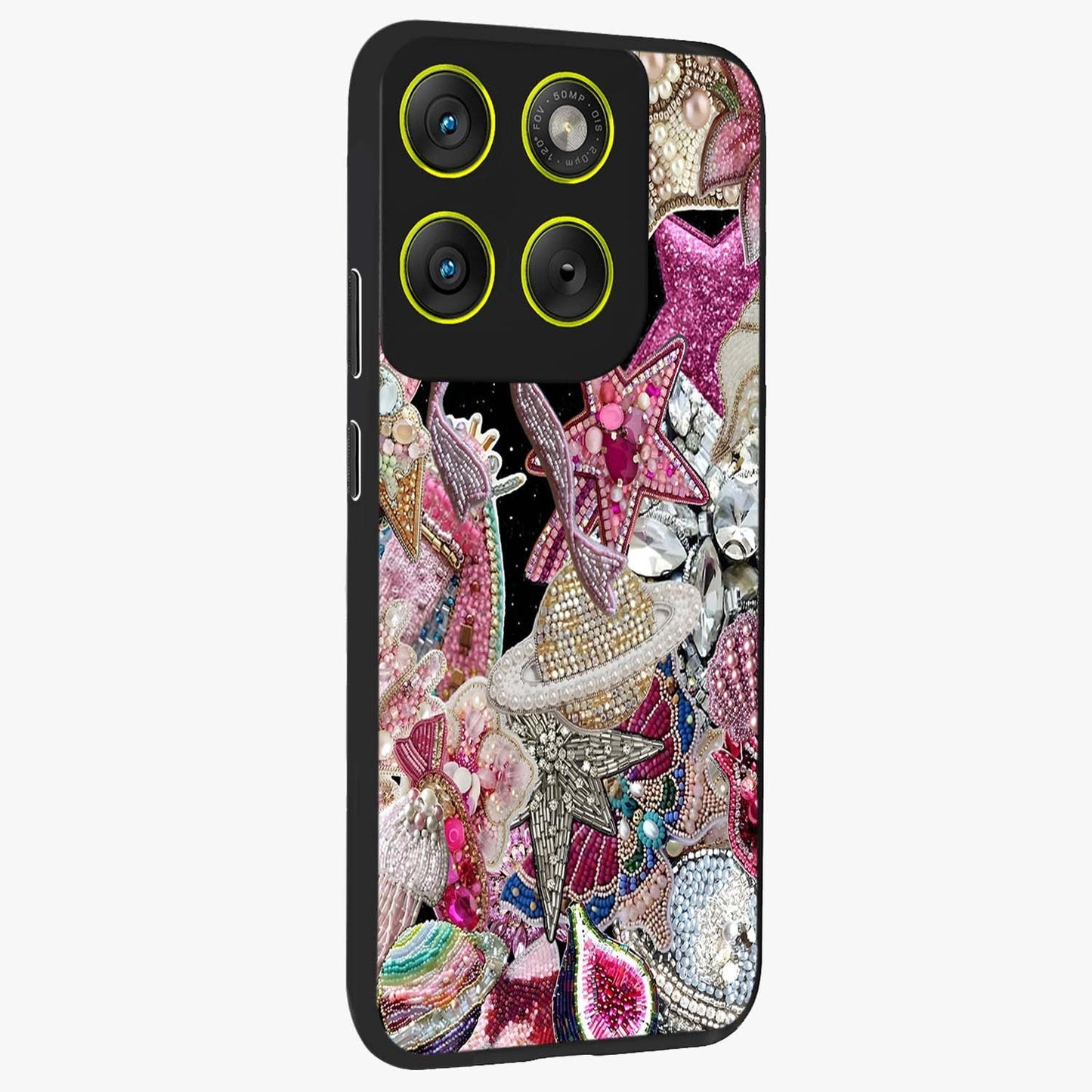 Starlit Jewel Dream Glass Case upright view showcasing radiant star inspired artwork with magical night theme.
