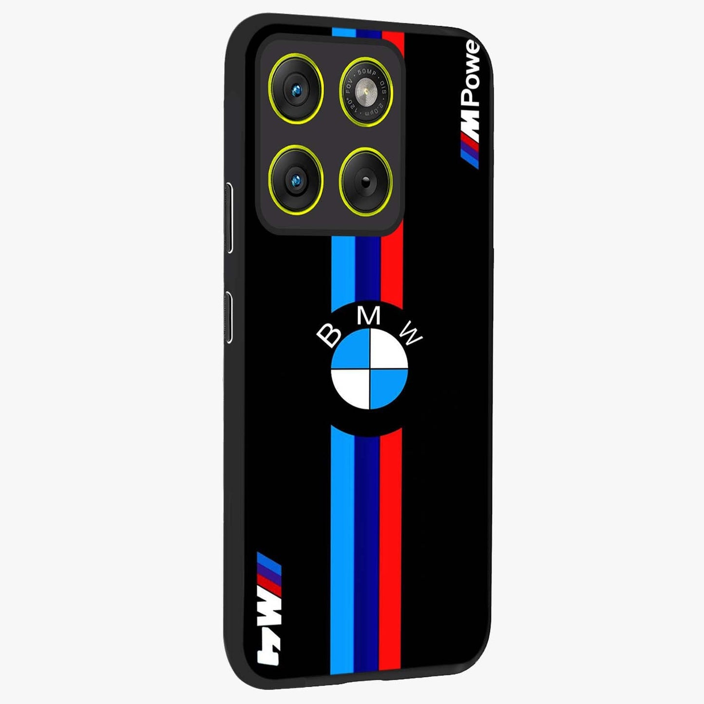Turbo BMW Beast Glass Case upright view showcasing powerful car artwork with modern motorsport theme.