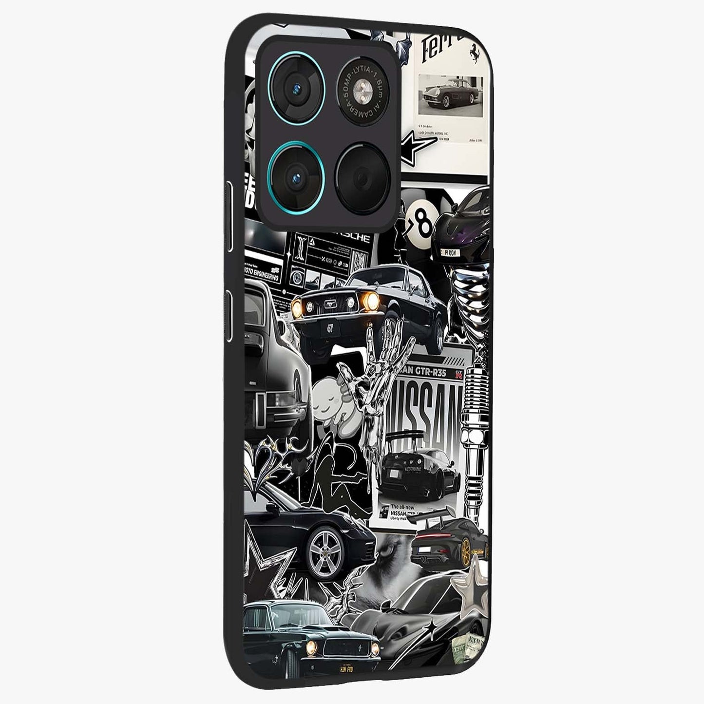 Aesthetic Dark Love Glass Case upright view showcasing dramatic romantic artwork with modern aesthetic style.