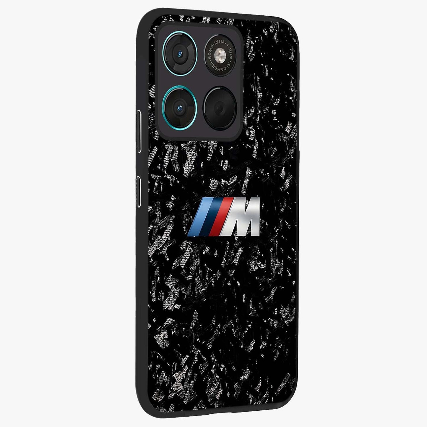 Carbon Speed Mark Glass Case upright view showcasing modern carbon speed graphic with bold automotive theme.
