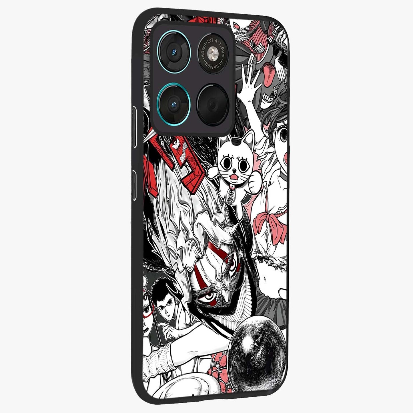 Crimson Chaos Panel Glass Case upright view showcasing intense crimson artwork with dramatic aesthetic style.