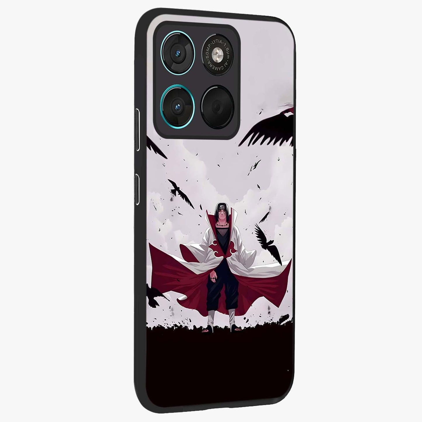 Crimson Crow Ascension Glass Case upright view showcasing dramatic crow artwork with bold gothic theme.