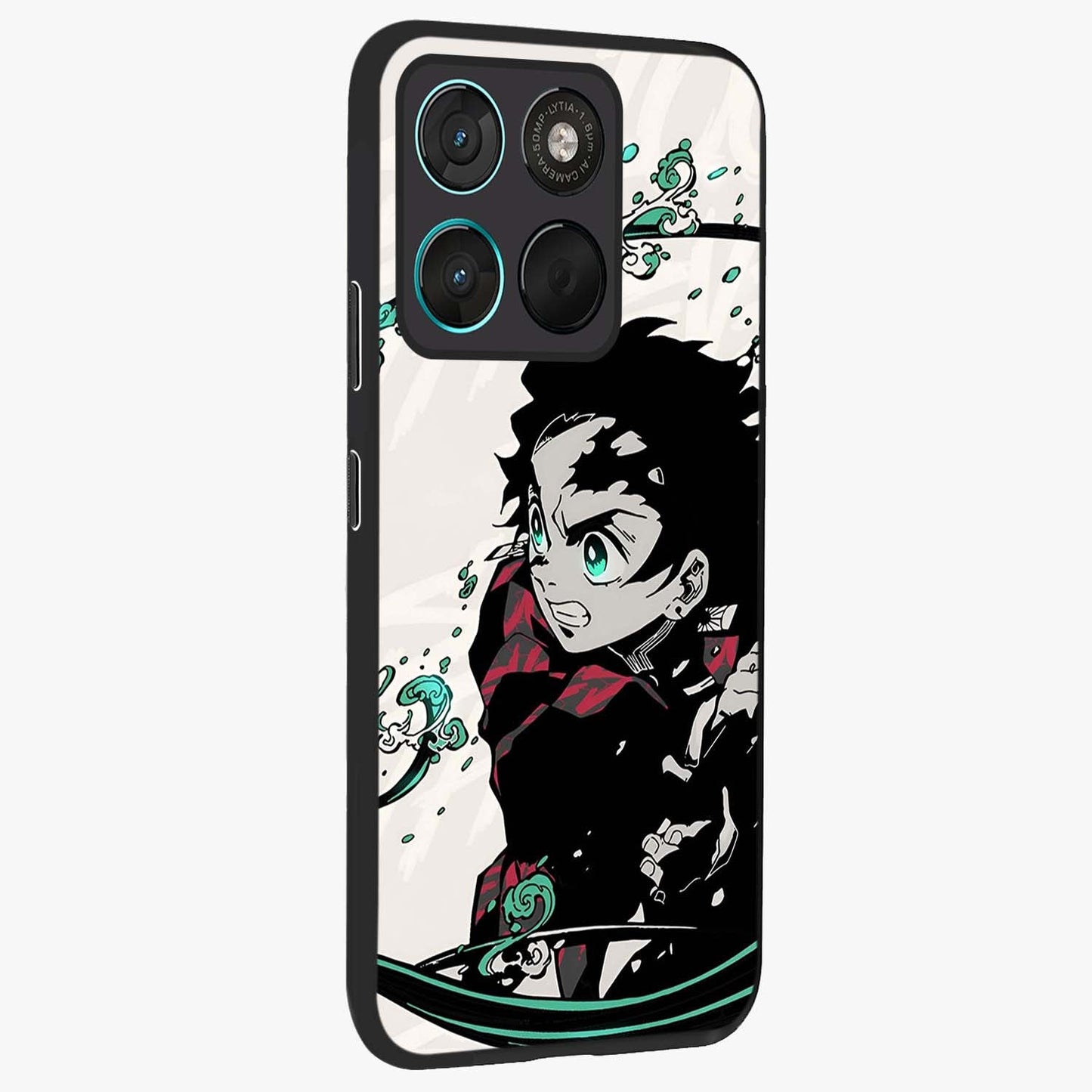 Demon Slayer Glass Case upright view showcasing powerful anime artwork with intense warrior theme.