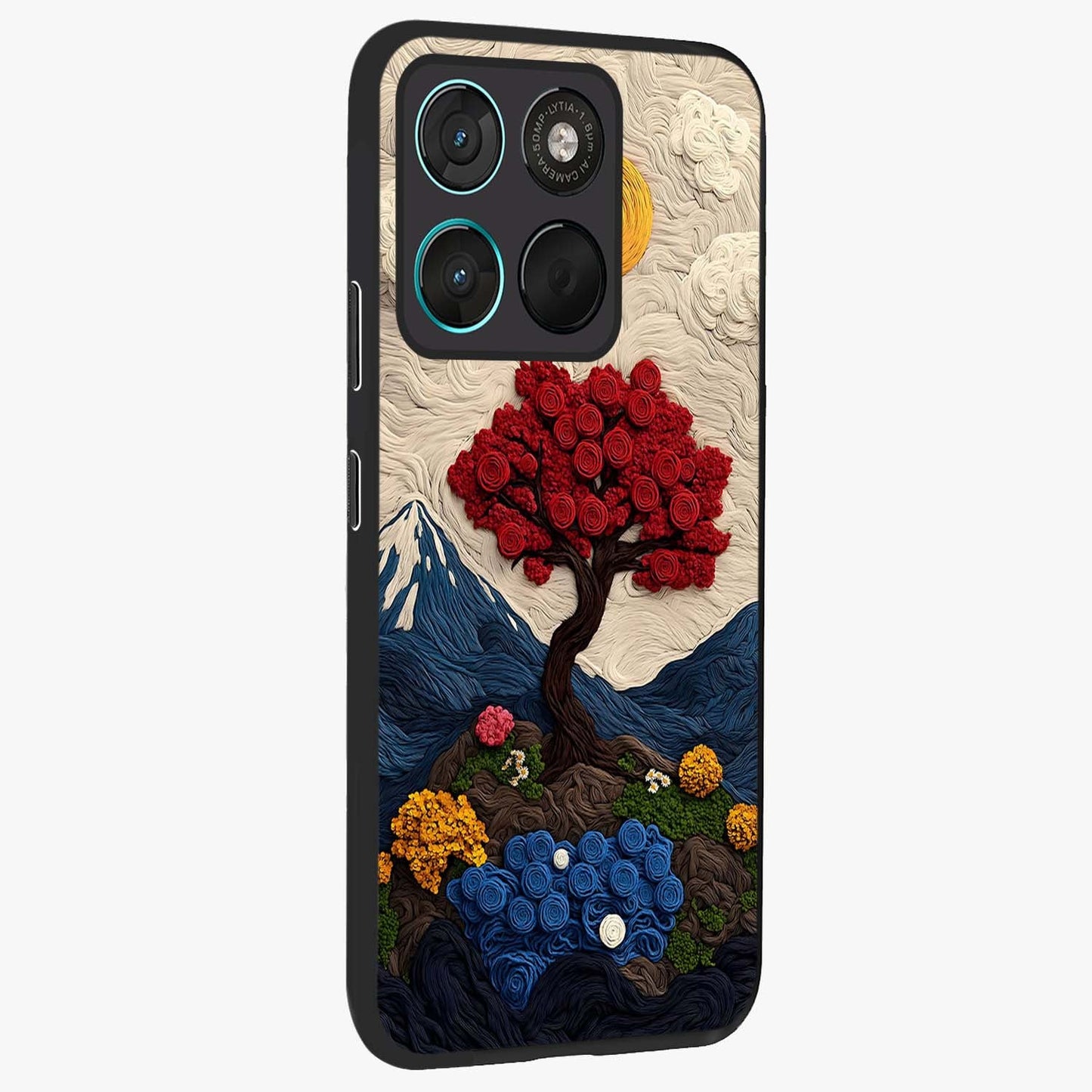 Eternal Nature Tapestry Glass Case upright view showcasing elegant nature tapestry design with decorative style.