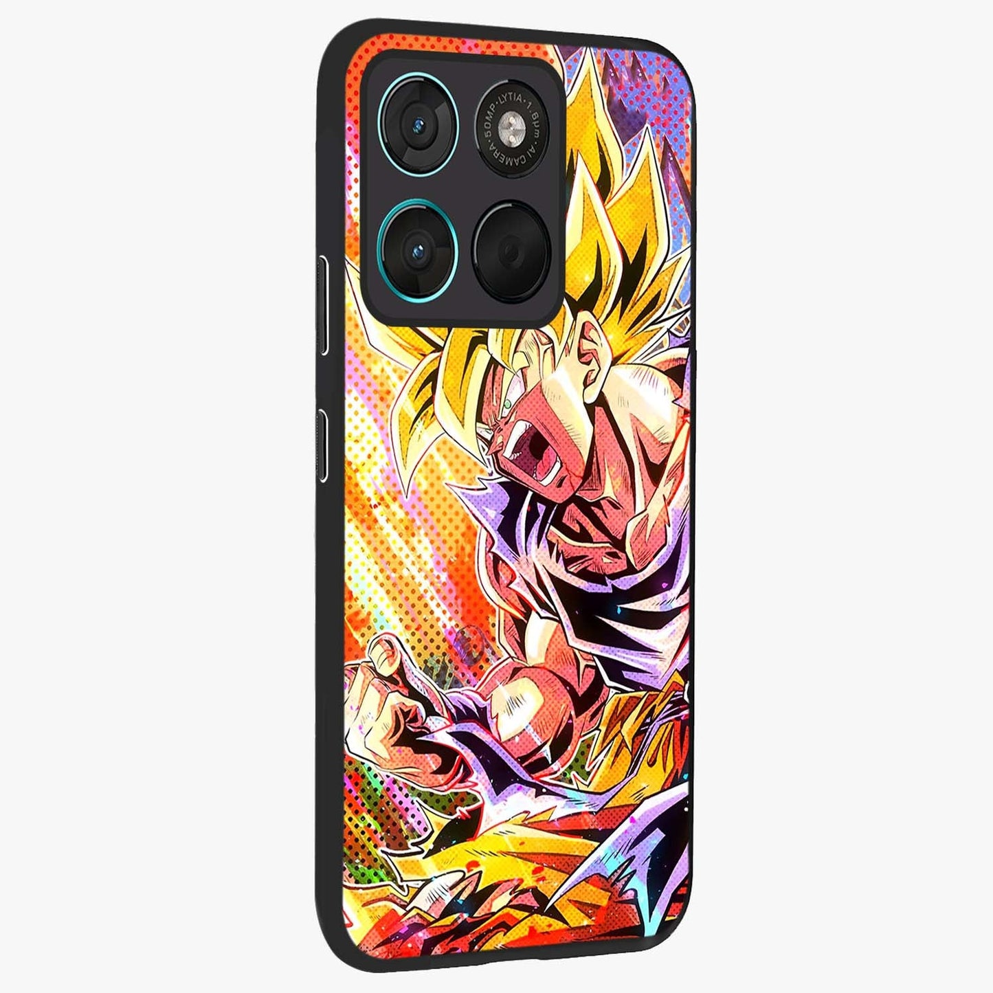 Firing Goku Glass Case upright view showcasing energetic anime artwork with bold warrior theme.