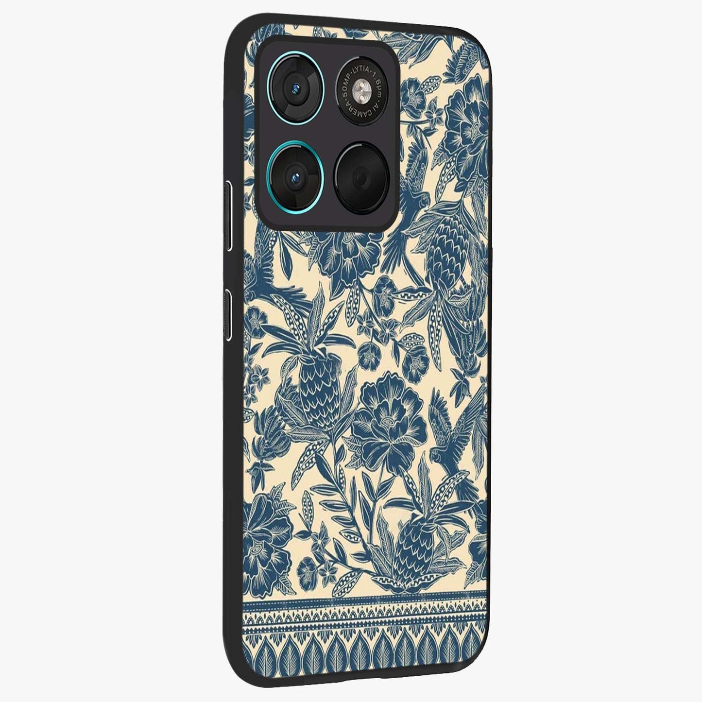 Heirloom Wild Bloom Glass Case upright view showcasing delicate wildflower artwork with timeless floral theme.