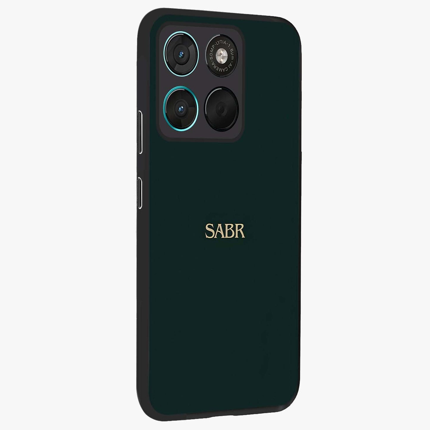 Sabr Minimal Patience Glass Case upright view showcasing calm minimalist artwork with motivational patience theme.