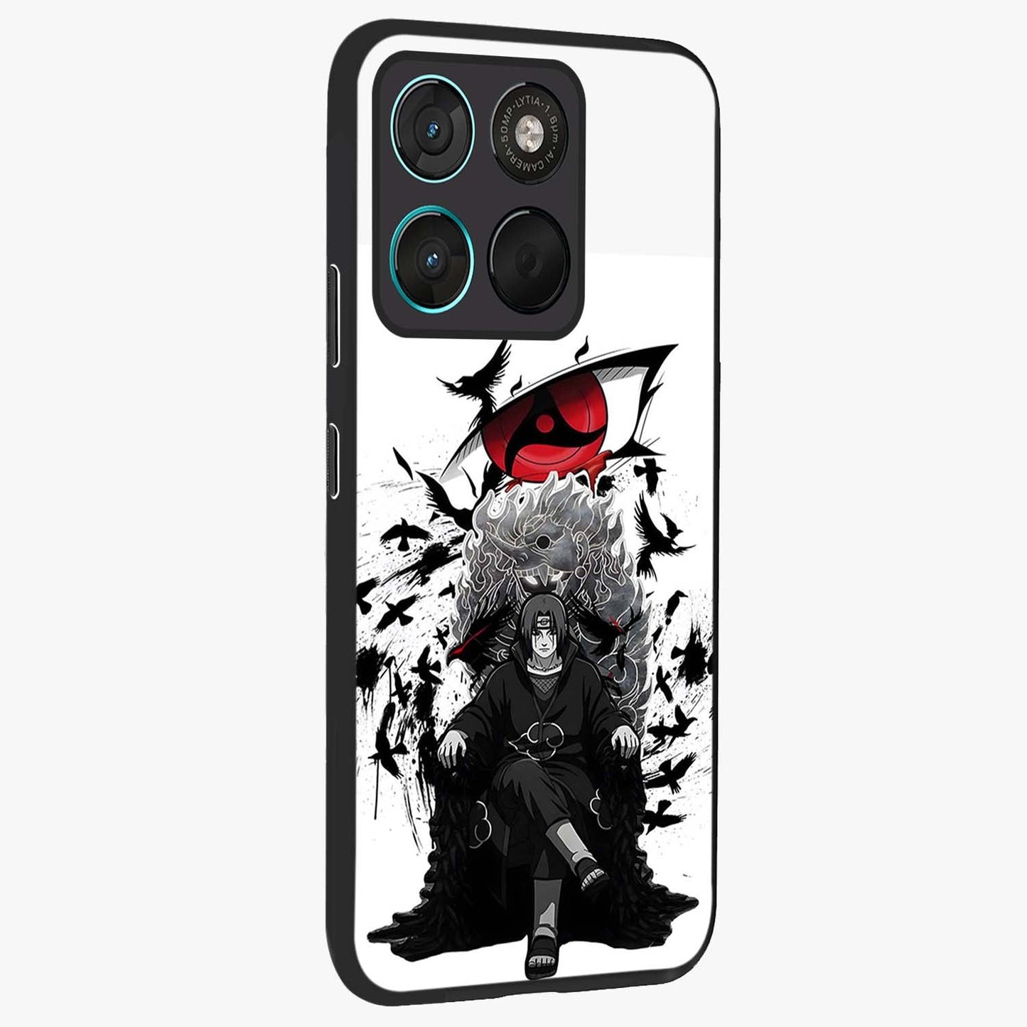 Uchiha Shadow Throne Glass Case upright view showcasing magical underwater galaxy artwork with vibrant cosmic theme.