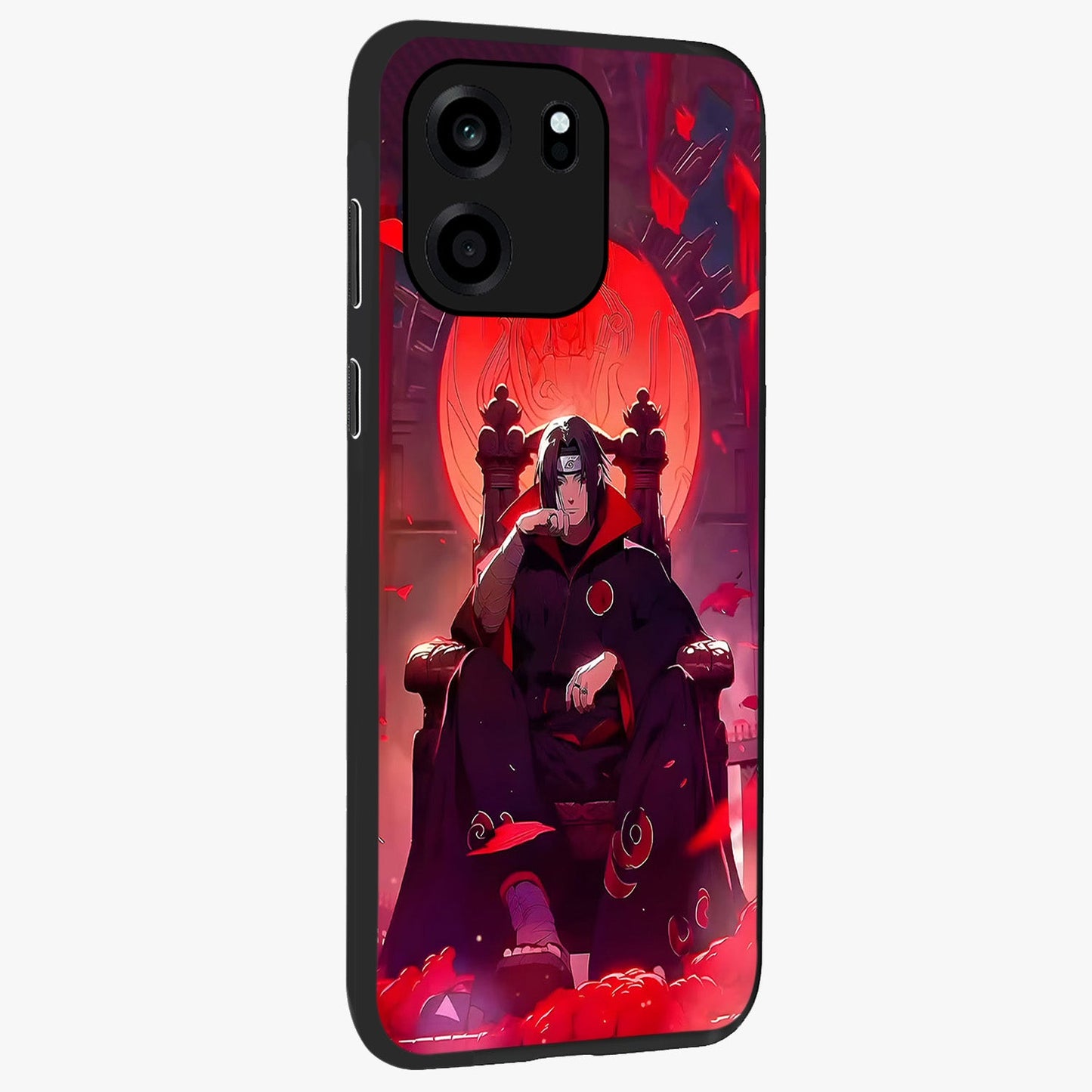 Blood Moon Sovereign Glass Case upright view showcasing powerful moon inspired artwork with cosmic aesthetic style.