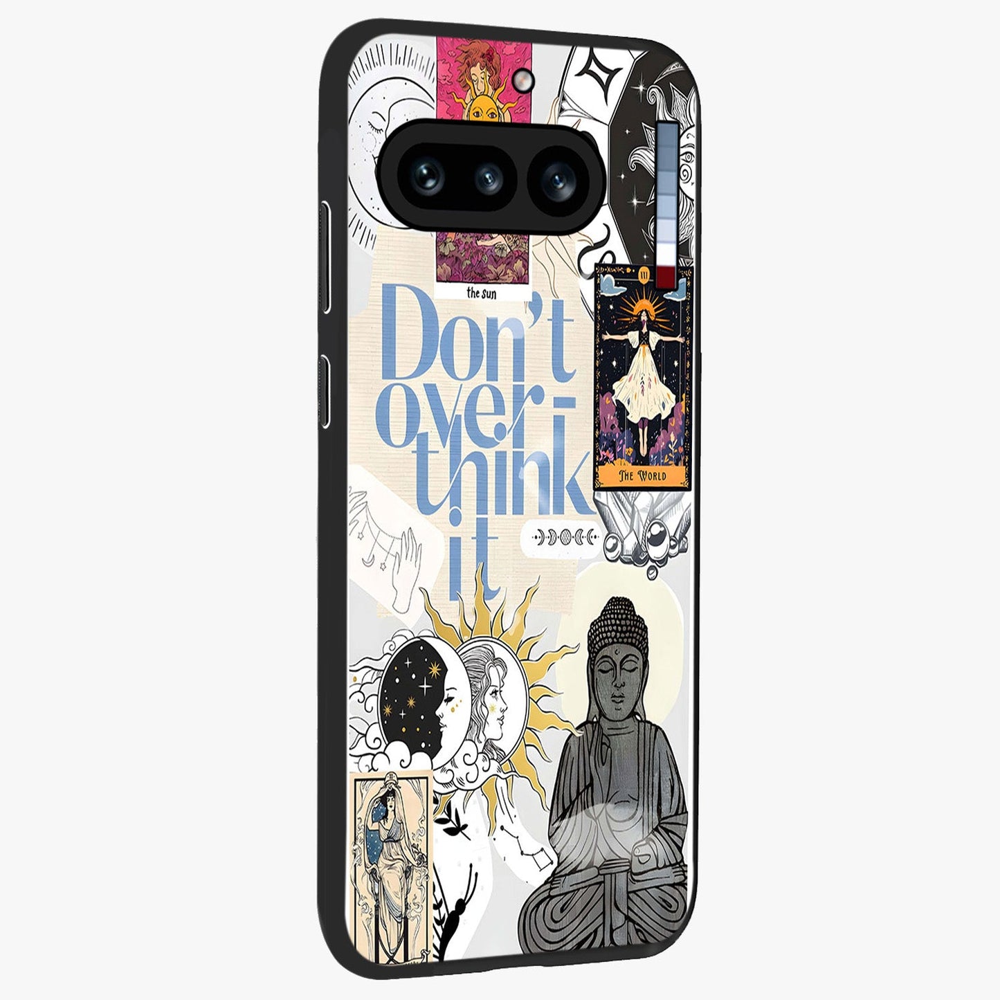 Ethereal Thoughts Glass Case upright view showcasing delicate artistic composition with peaceful dreamy theme.