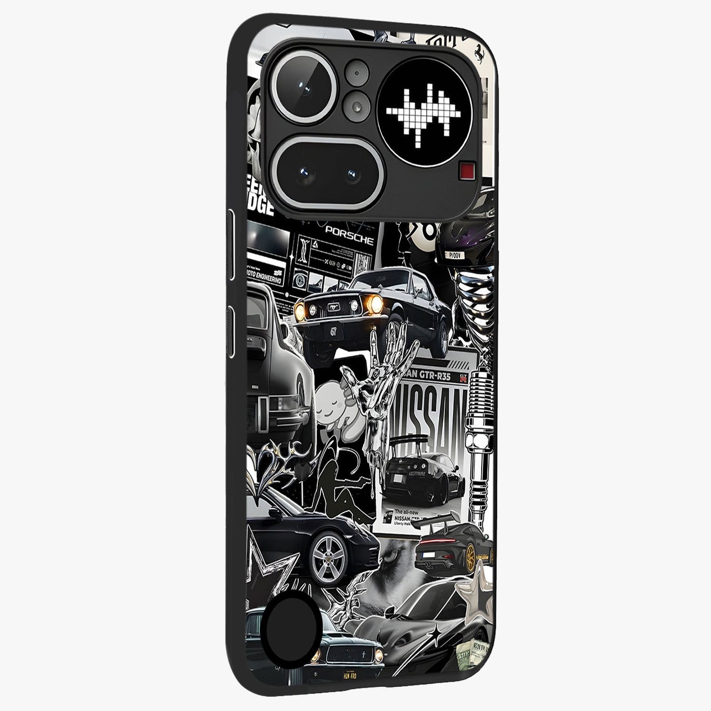 Aesthetic Dark Love Glass Case upright view showcasing dramatic romantic artwork with modern aesthetic style.