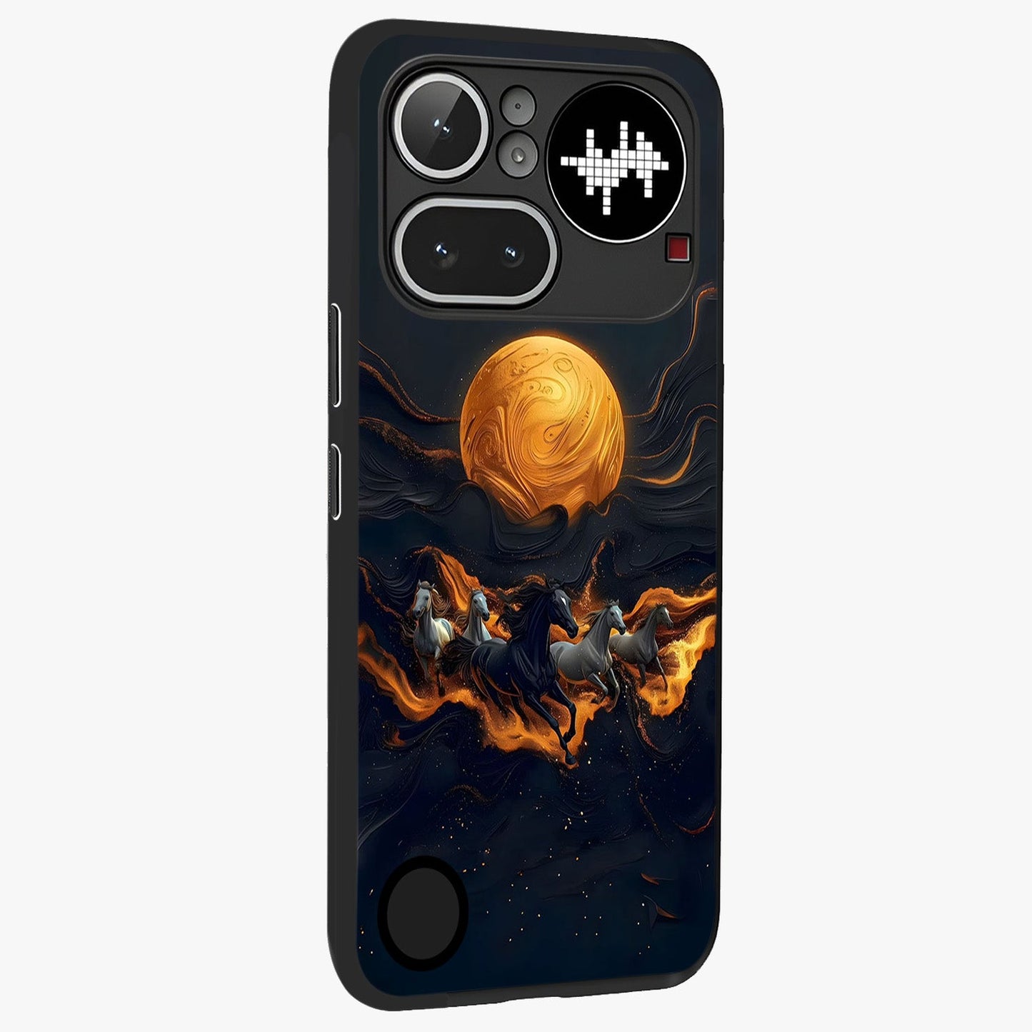 Golden Royal Heritage Glass Case upright view showcasing elegant royal artwork with classic heritage theme.